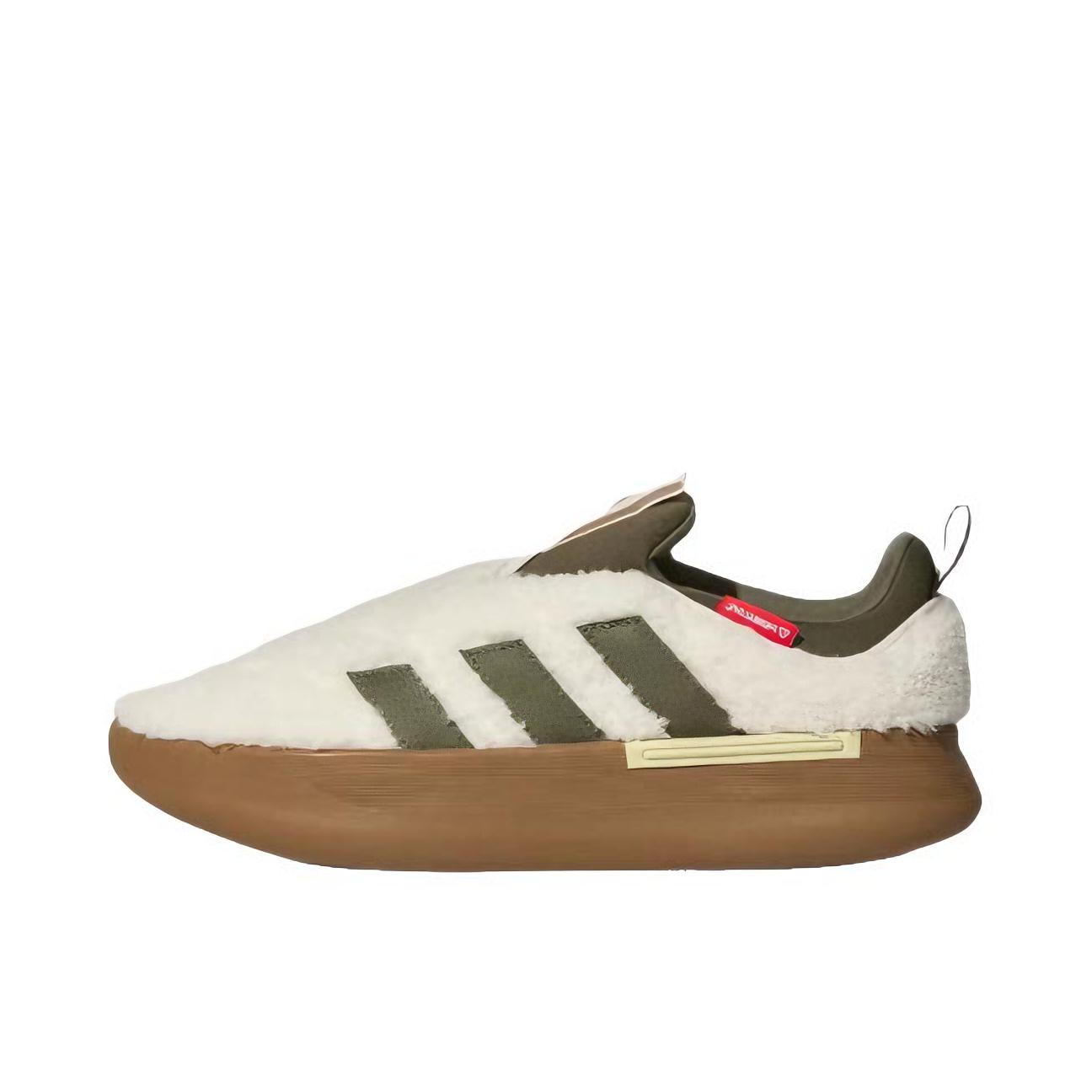 推荐商品：adidas Adipuff 运动休闲鞋 舒适轻便防滑耐磨百搭圆头 白色/橄榄绿