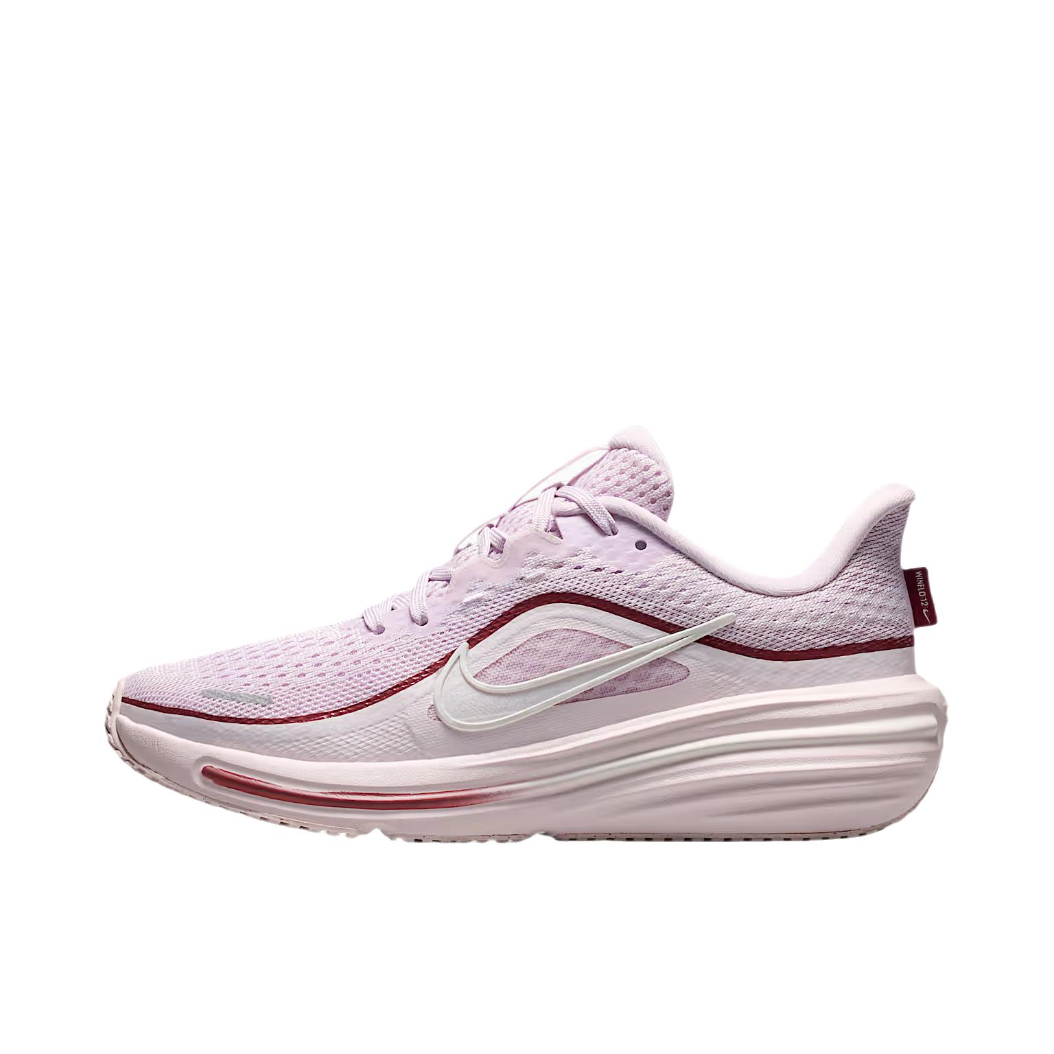 推荐商品：Nike Winflo 12 跑鞋 透气系带圆头防滑 GS款/漂白丁香紫/珍珠粉/粉烟灰/帆白色