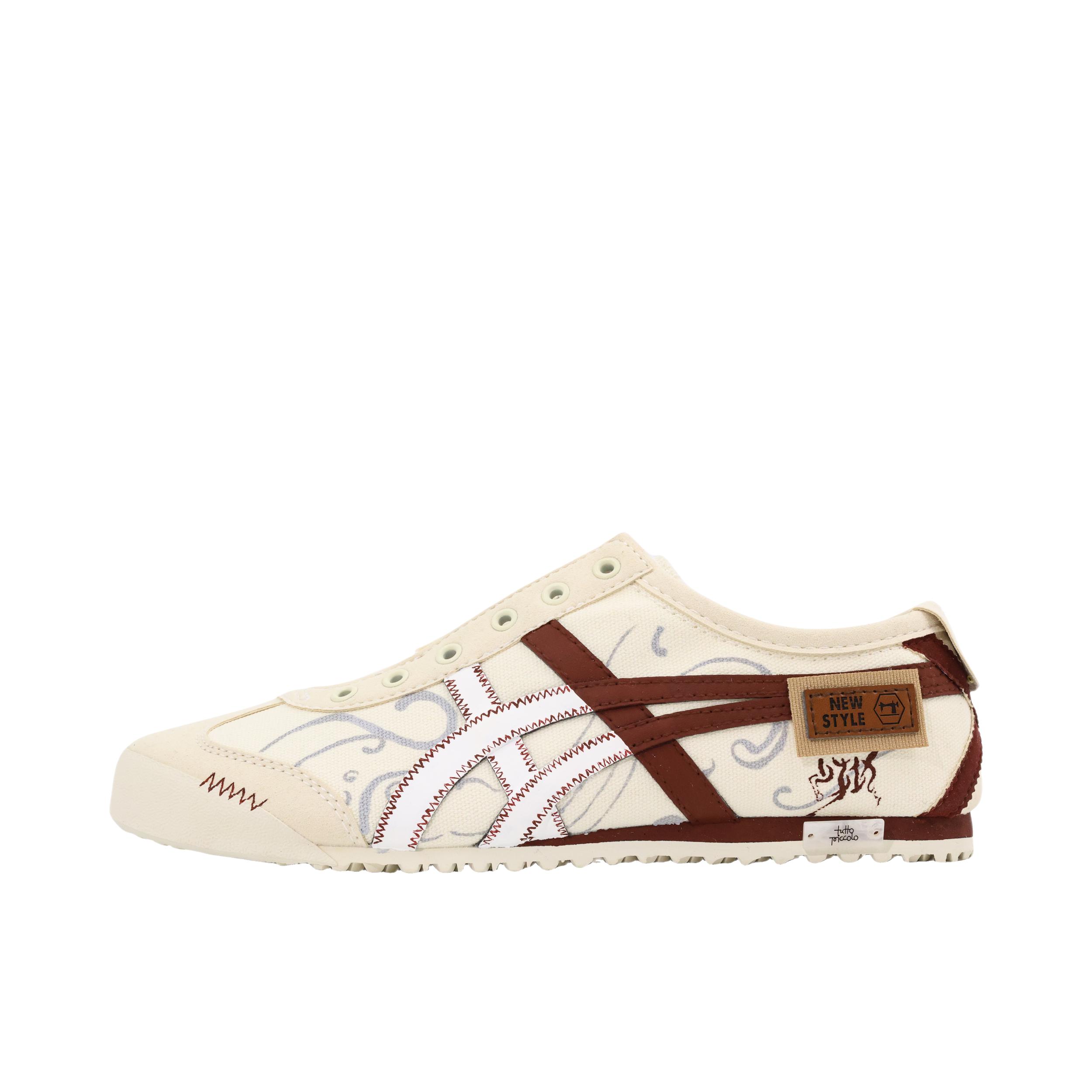 推荐商品：【定制球鞋】Onitsuka Tiger Mexico 66 Slip-on 舒适轻便 防滑耐磨 防水 合成革 手绘 织物 一脚蹬 包裹性 德训鞋 增高 运动休闲鞋 奶白铁锈