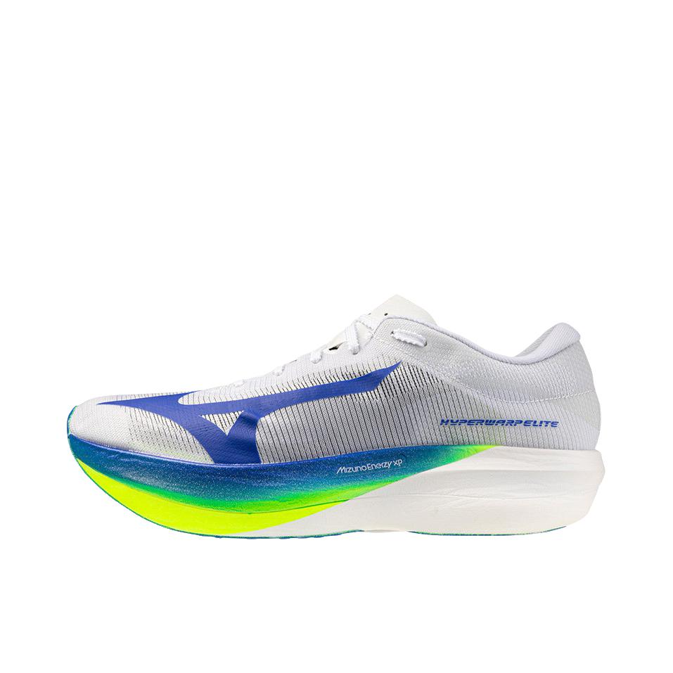 推荐商品：Mizuno/美津浓 Hyperwarp Elite 跑鞋 圆头舒适 灰色/蓝色/亮黄色