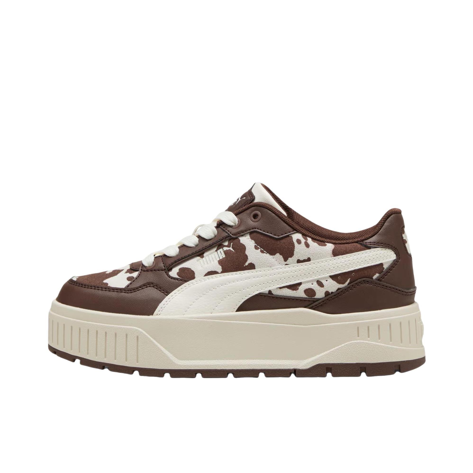推荐商品：Puma/彪马 Karmen II Idol Wild 板鞋 日常休闲防滑耐磨 暖白色/栗棕色