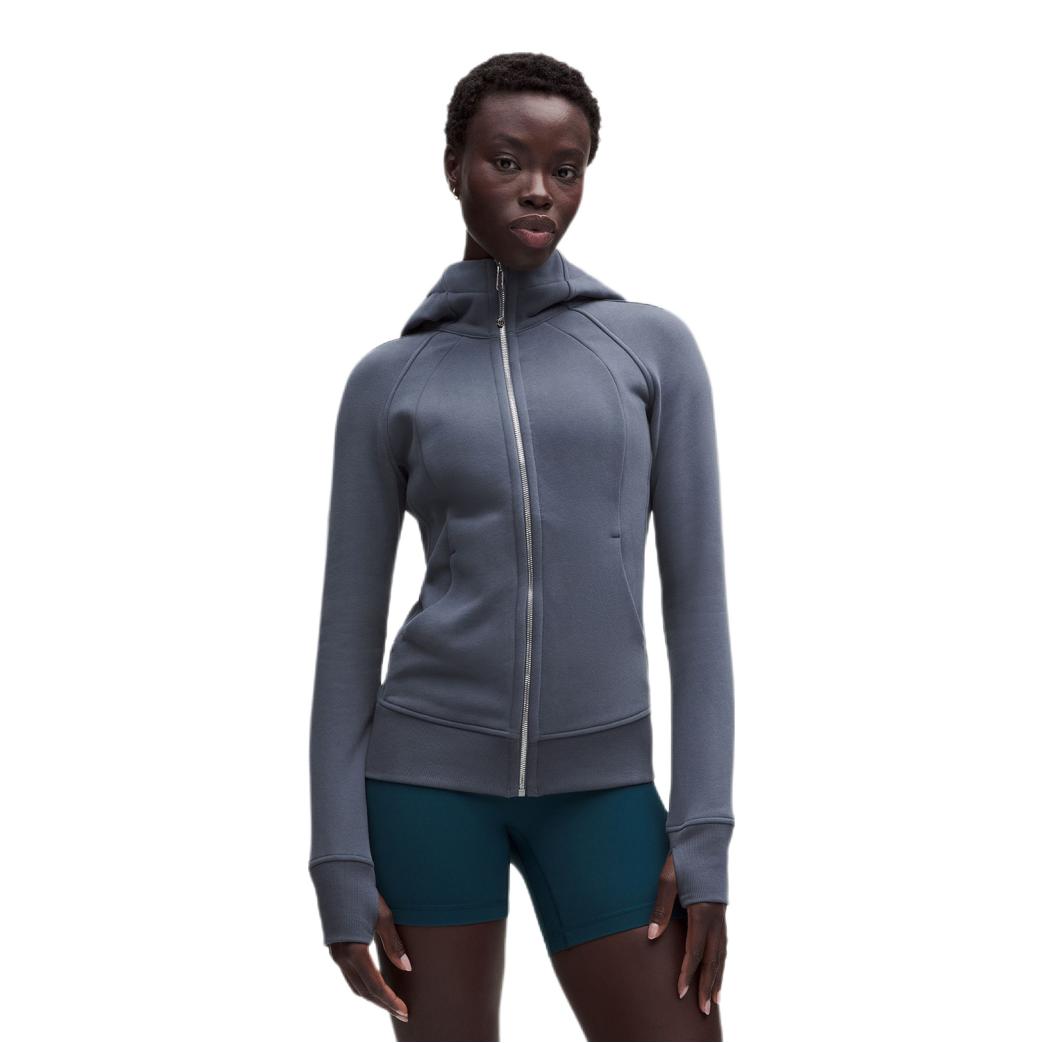 推荐商品：【孙珍妮同款】LULULEMON/露露乐檬 Scuba系列 拉绒轻薄透气透湿纯色全拉链修身连帽卫衣 女装 LW4CGVS 尘雾钻石灰/镜面银