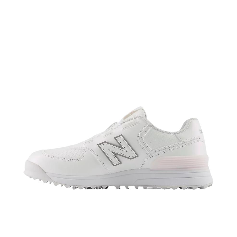 推荐商品：New Balance 574 v4 SL 防滑 低帮 旋钮 耐磨 高尔夫鞋贴合 2E宽/女款/白色/粉色