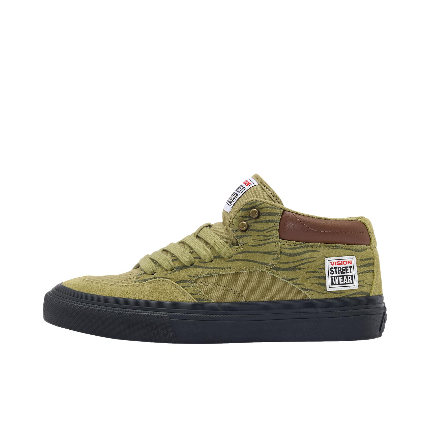 推荐商品：Vision Street Wear Concave 舒适百搭 滑板街头 中帮复古 翻毛皮 支撑 板鞋 虎纹绿