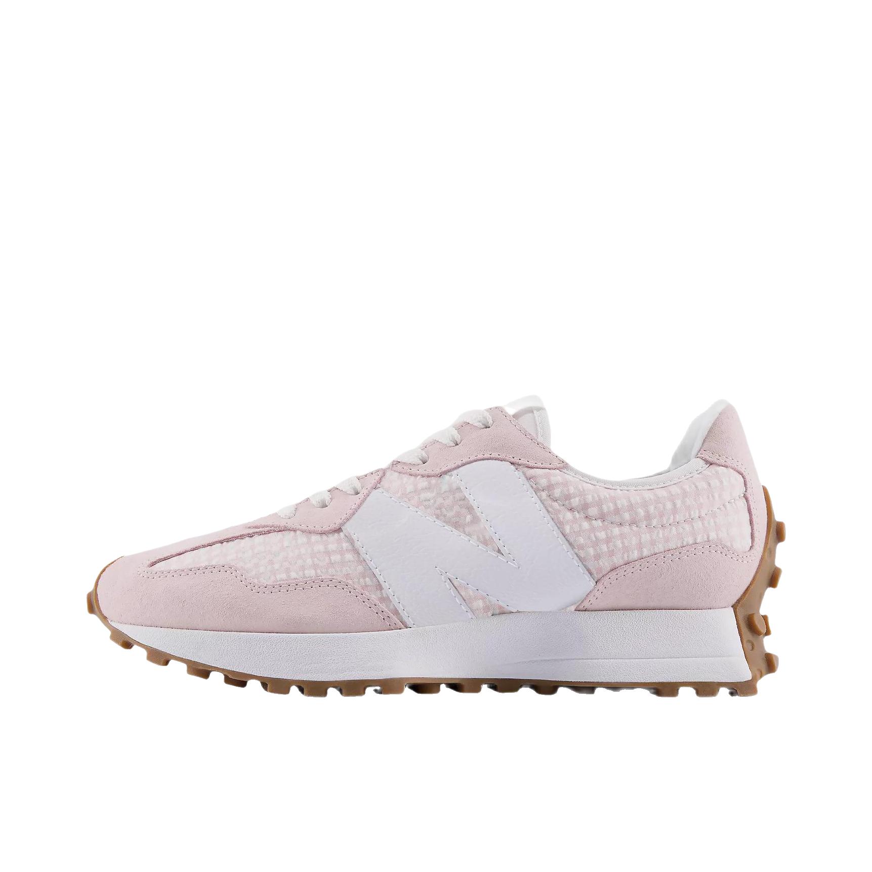 推荐商品：【IU同款】 New Balance 327 跑鞋 舒适复古防滑耐磨休闲透气减震拼接运动防水织物慢跑圆头 B宽/淡粉色
