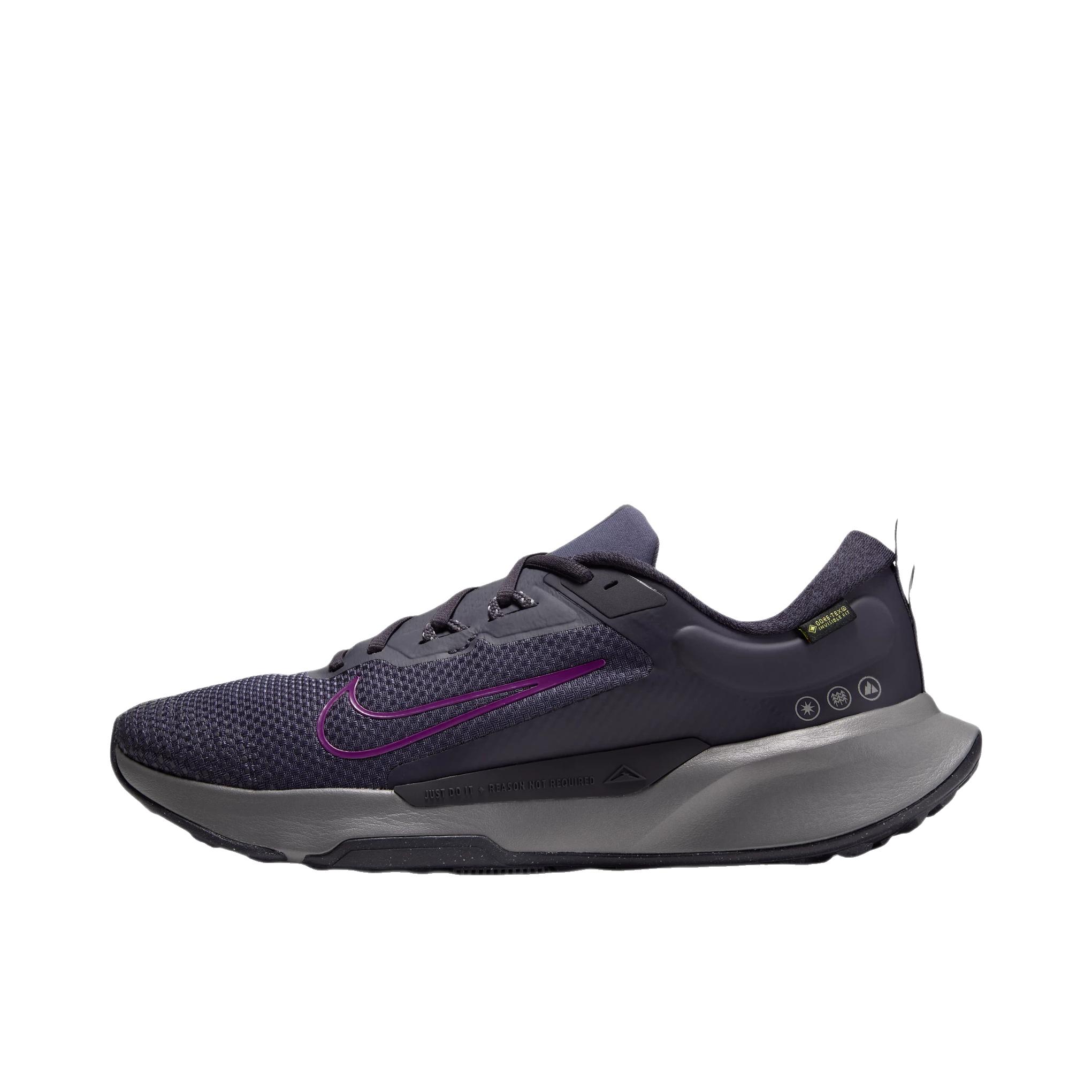 推荐商品：Nike Juniper Trail 2 跑鞋 越野缓震织物运动圆头轻便训练 铁架黑/明亮紫/铅笔灰/赛车蓝/王朝紫