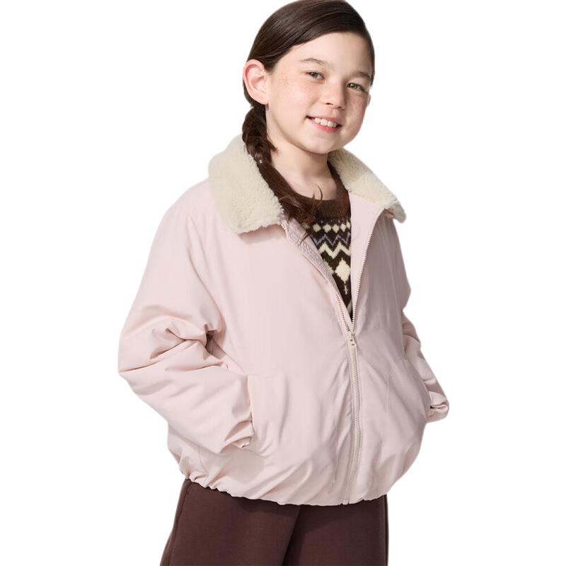 推荐商品：UNIQLO/优衣库童装 2026AW 仿羊羔绒翻领棉服 中大童 490470 水粉