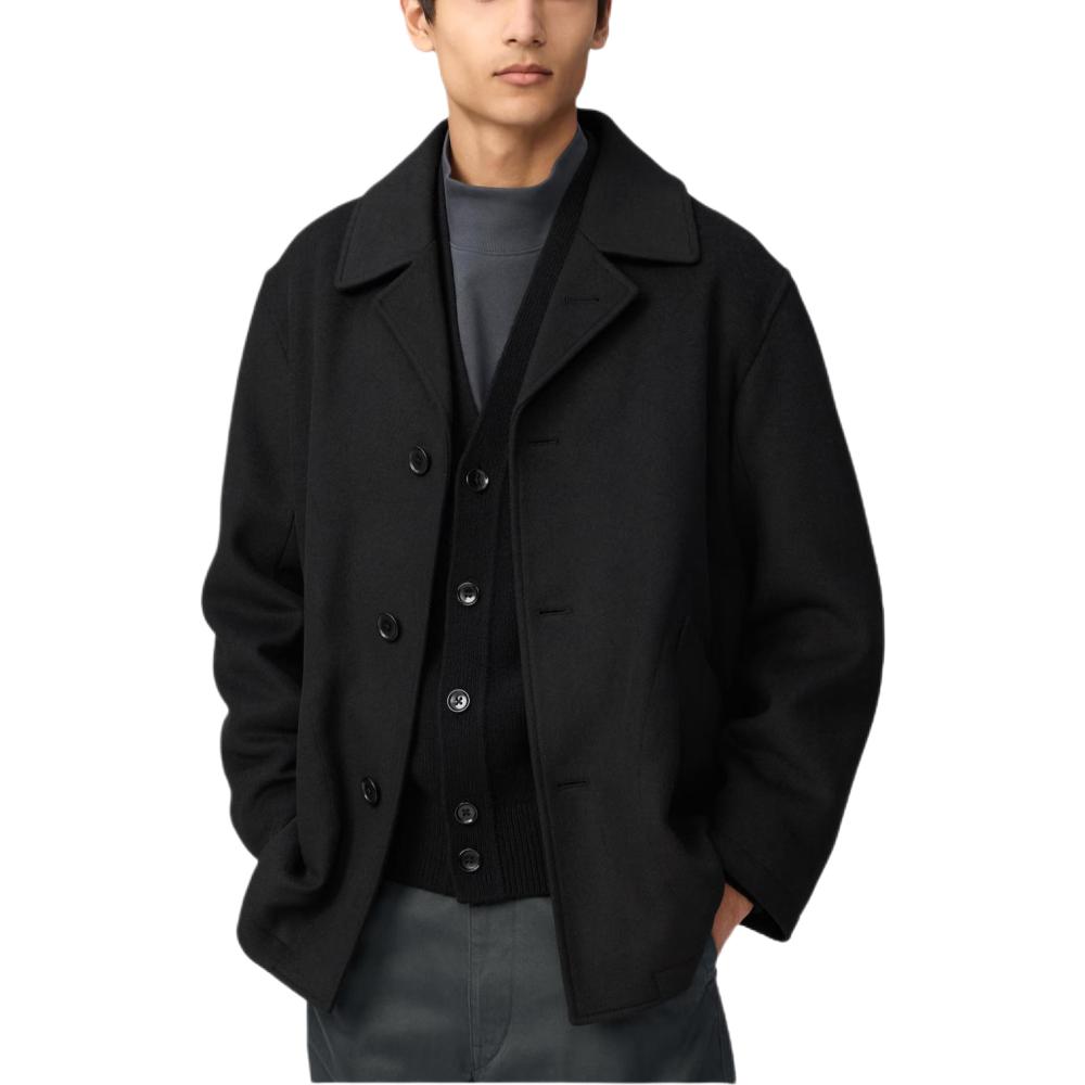 推荐商品：UNIQLO/优衣库 2026AW U系列平驳领单排扣保暖短款长袖大衣 486818 黑
