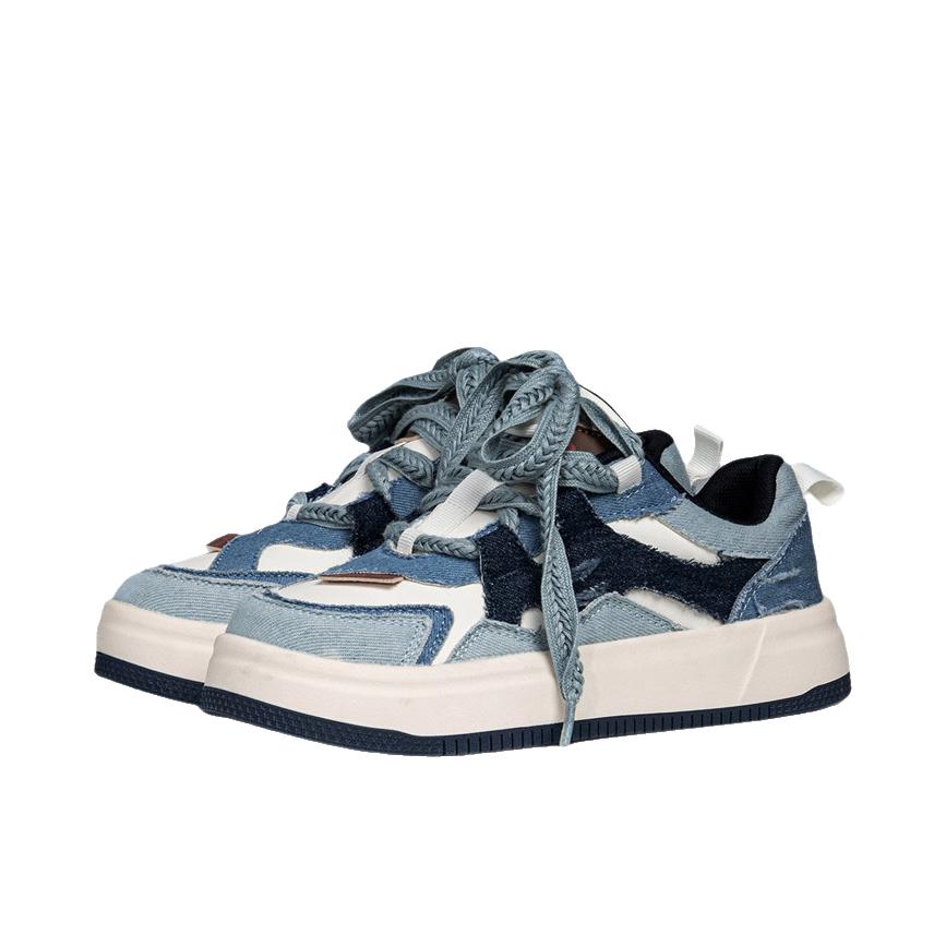 推荐商品：Semir/森马 板鞋 复古韩系厚底深口 SXJ241025 女款/牛仔蓝