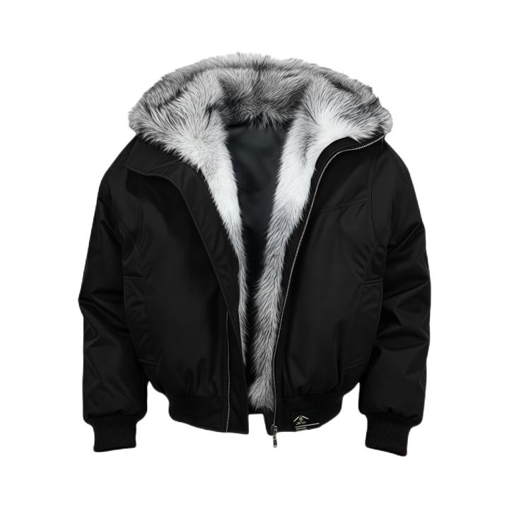 推荐商品：FFOMKE 大毛领廓形短款拉链解构长袖棉服 NZ-FFQYRJ-m6026 加厚/黑