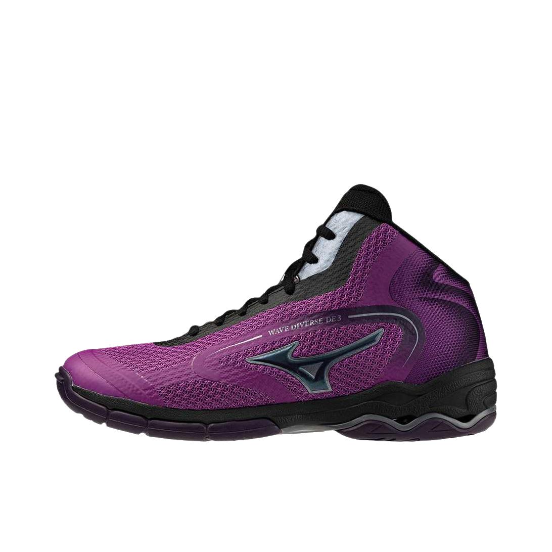 推荐商品：Mizuno/美津浓 Wave Diver DE3 Ltd 跑鞋 圆头系带 紫色/黑色/银色