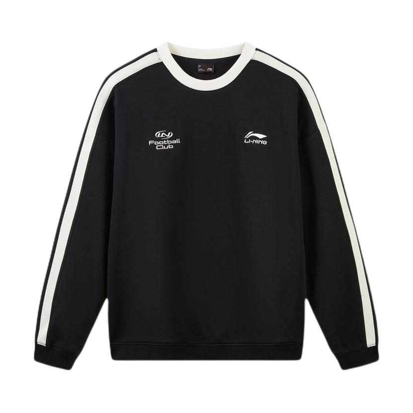 Li Ning/李宁 2026AW 套头厚款落肩袖刺绣字母圆领长袖卫衣 AWDWG45 黑/加绒