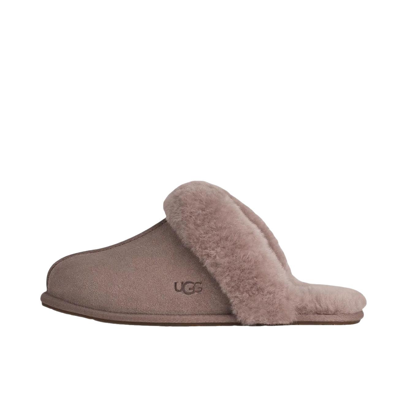 推荐商品：UGG Scuffette II 拖鞋 柔软休闲橡胶底包头 灰色/紫色