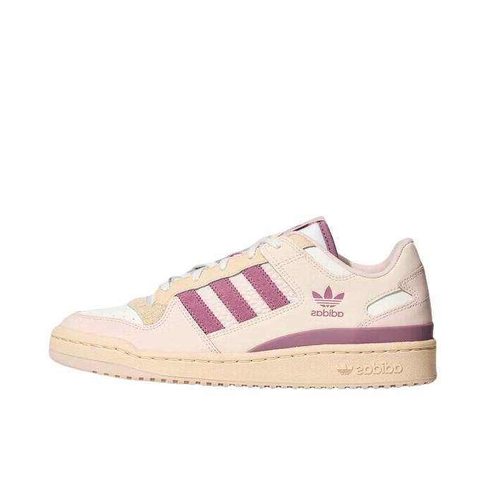 推荐商品：adidas Originals FORUM LOW 板鞋 复古城市风舒适防滑耐磨篮球风增高薄底 汉玉白/淡紫色/岩层沙暴土