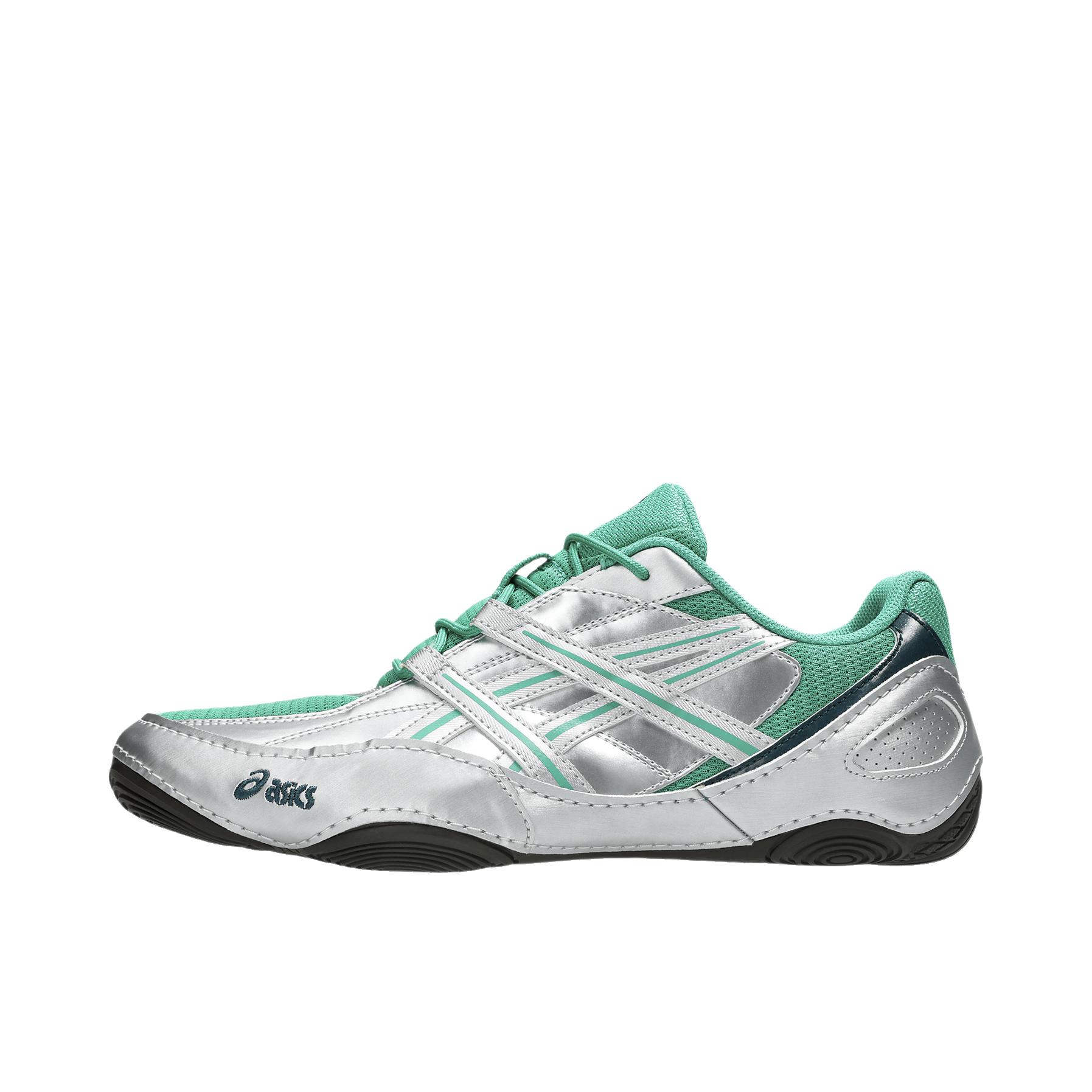 推荐商品：Asics/亚瑟士 Hypersync 运动休闲鞋 圆头薄底系带复古 银色/绿色