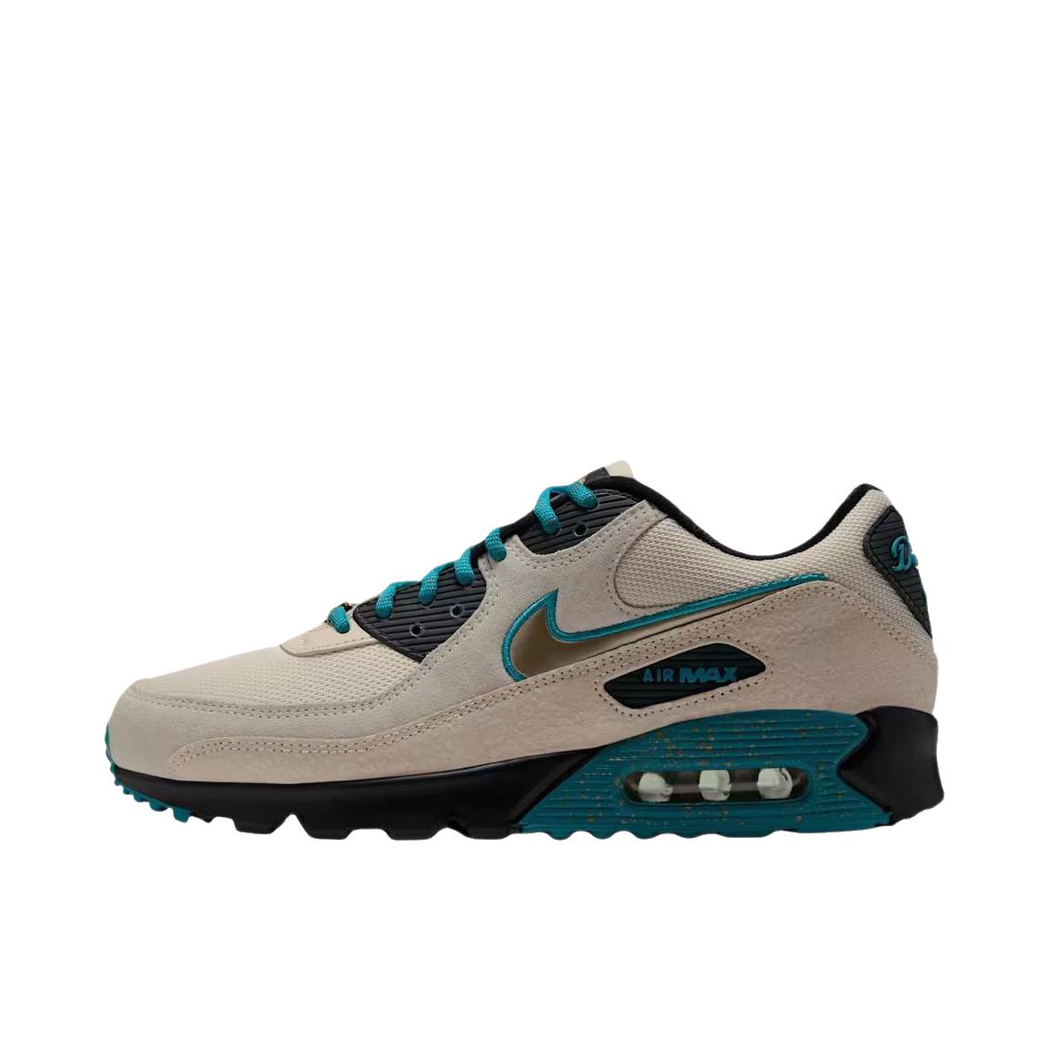 推荐商品：Nike Air Max 90 跑鞋 气垫合成革缓震透气复古增高圆头贴合拼接 NFL Air联名款/米色