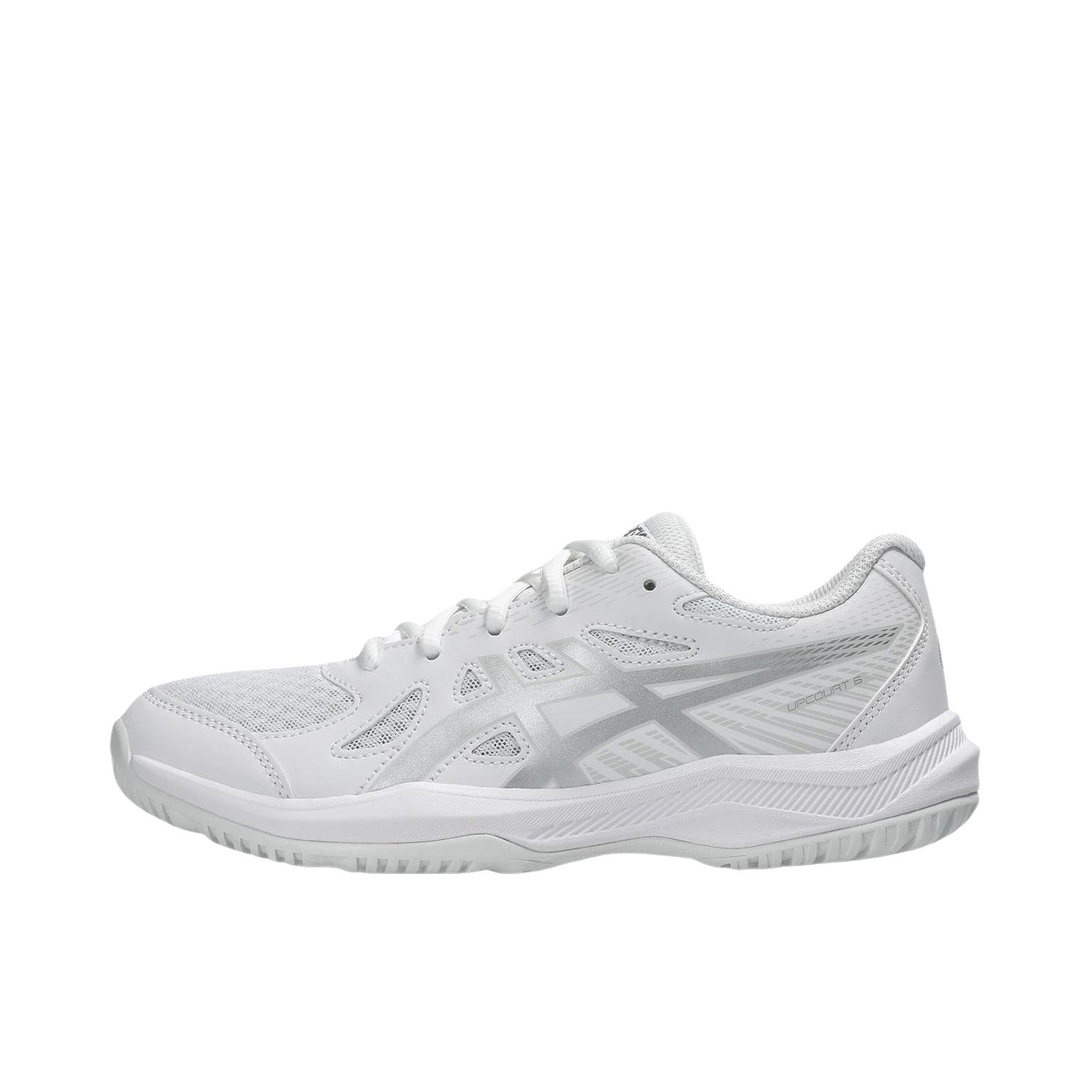 推荐商品：Asics/亚瑟士 Gel-UPCOURT 6 防滑 透气 地板 支撑 网面 抓地 乒乓球鞋 大童/白色/银色