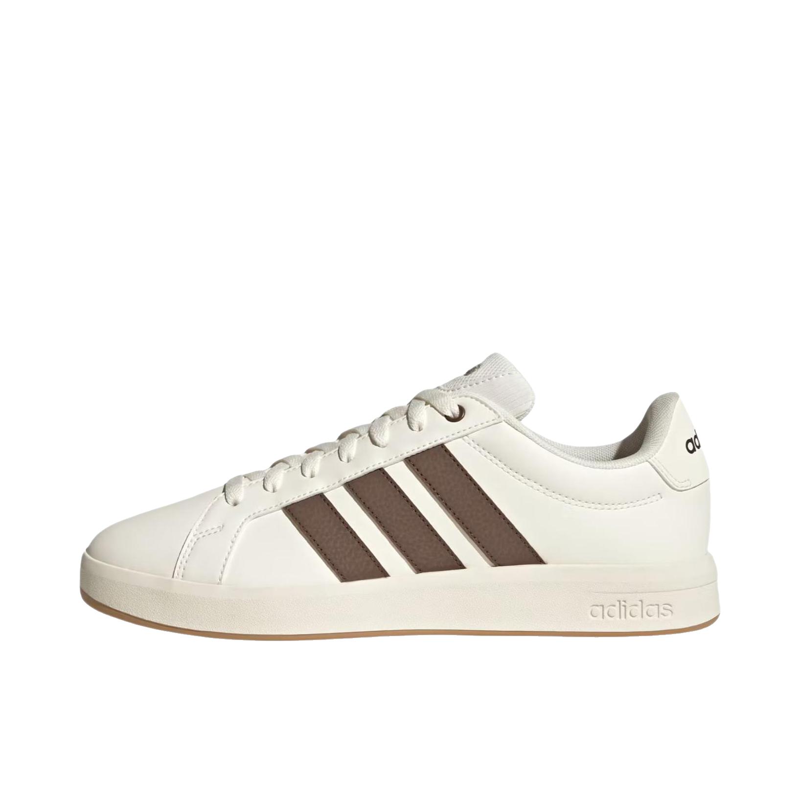 推荐商品：adidas Grand Court Base 3.0 板鞋 百搭厚底系带 核心白/大地色/树胶色