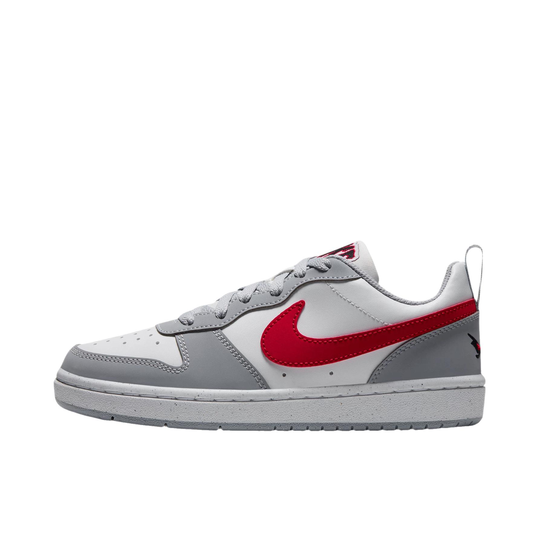 推荐商品：Nike Court Borough 板鞋 复古舒适透气防滑耐磨轻便防水耐穿 低帮/GS款/灰色/白色/红色