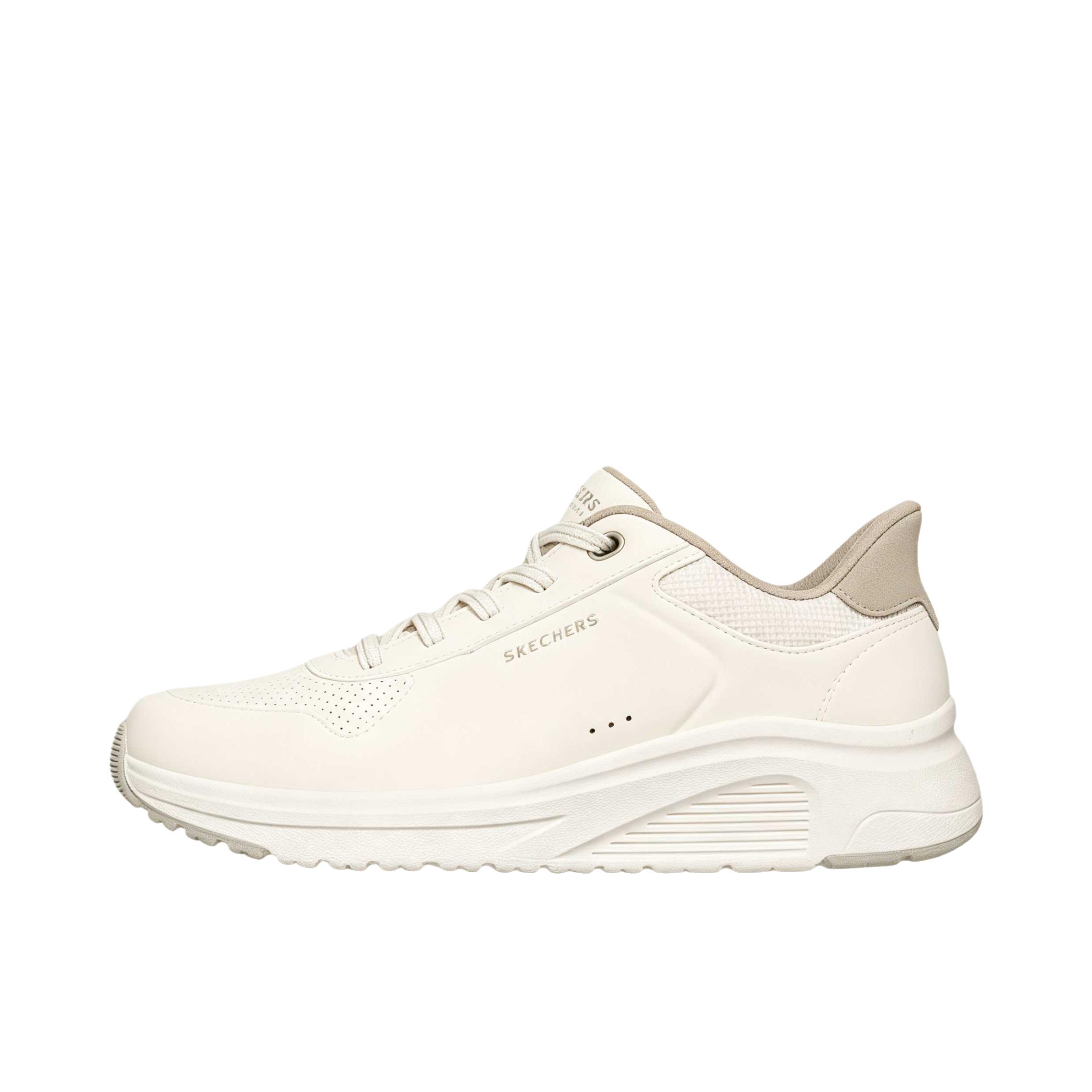 推荐商品：Skechers/斯凯奇 Hands Free Slip-ins 运动休闲鞋 牛皮耐磨圆头抓地 低帮/女款/米色/白色