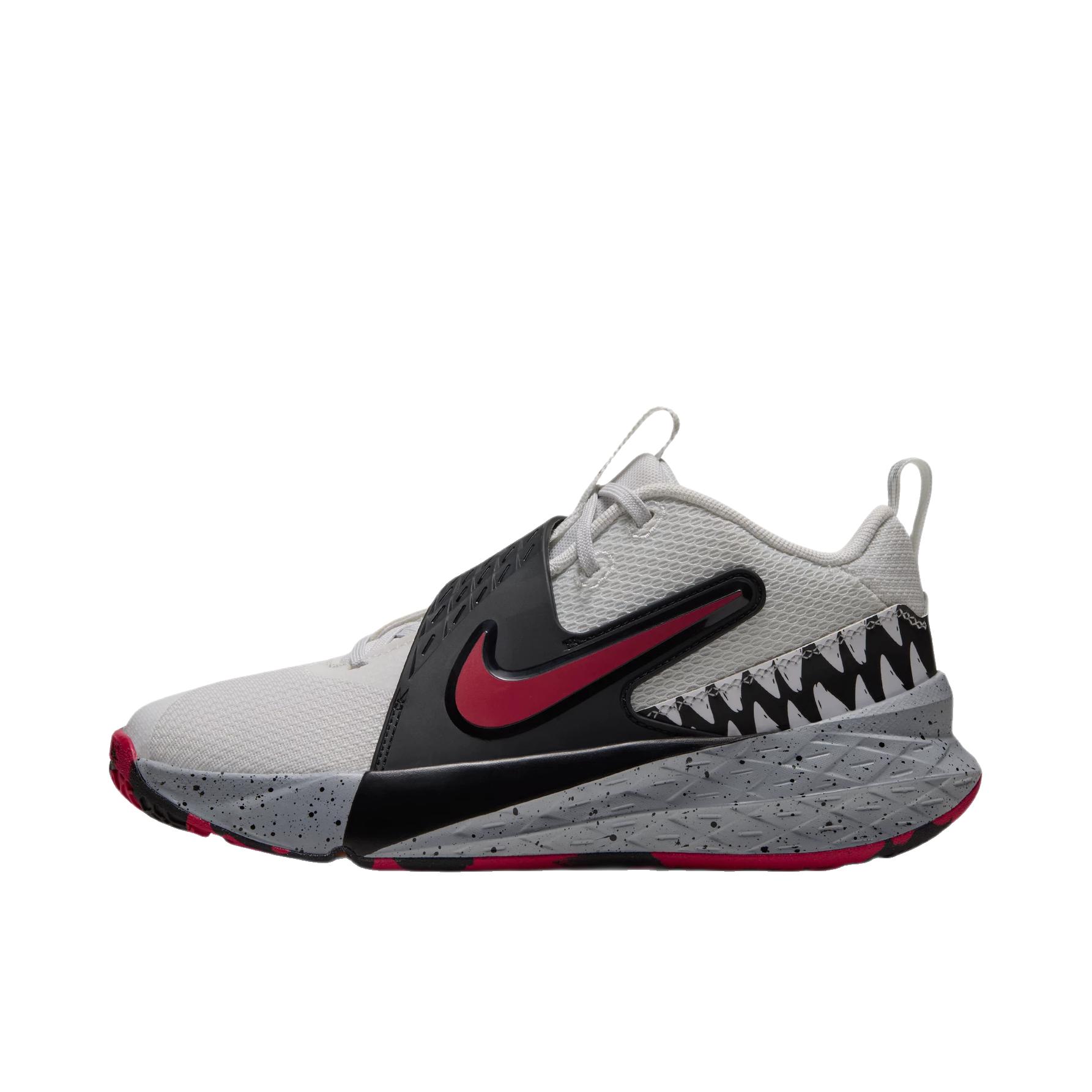 推荐商品：Nike TEAM HUSTLE D 12 舒适缓震 网面 防滑耐磨 抓地 时尚百搭 魔术贴 美观 训练 冬季 易穿脱 贴合 抗扭 篮球鞋 大童/山峰白/大学红/狼灰色/黑色/尘光子色