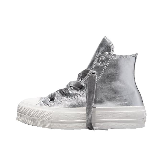 推荐商品：Converse/匡威 Chuck Taylor All Star Lift 帆布鞋 简约复古经典防滑耐磨舒适厚底圆头甜酷贴合松糕底流光风 银色