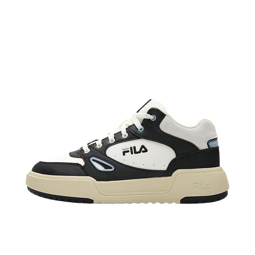 推荐商品：FILA/斐乐 MILANO系列 方块鞋 板鞋 简约个性复古休闲 中帮/雪白色/黑色