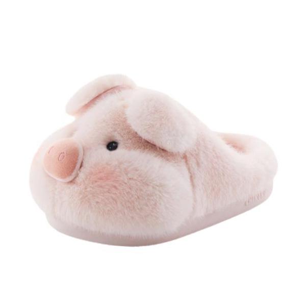 推荐商品：chikoku 可爱猪 拖鞋 居家软底室内 加绒/棉拖/粉团