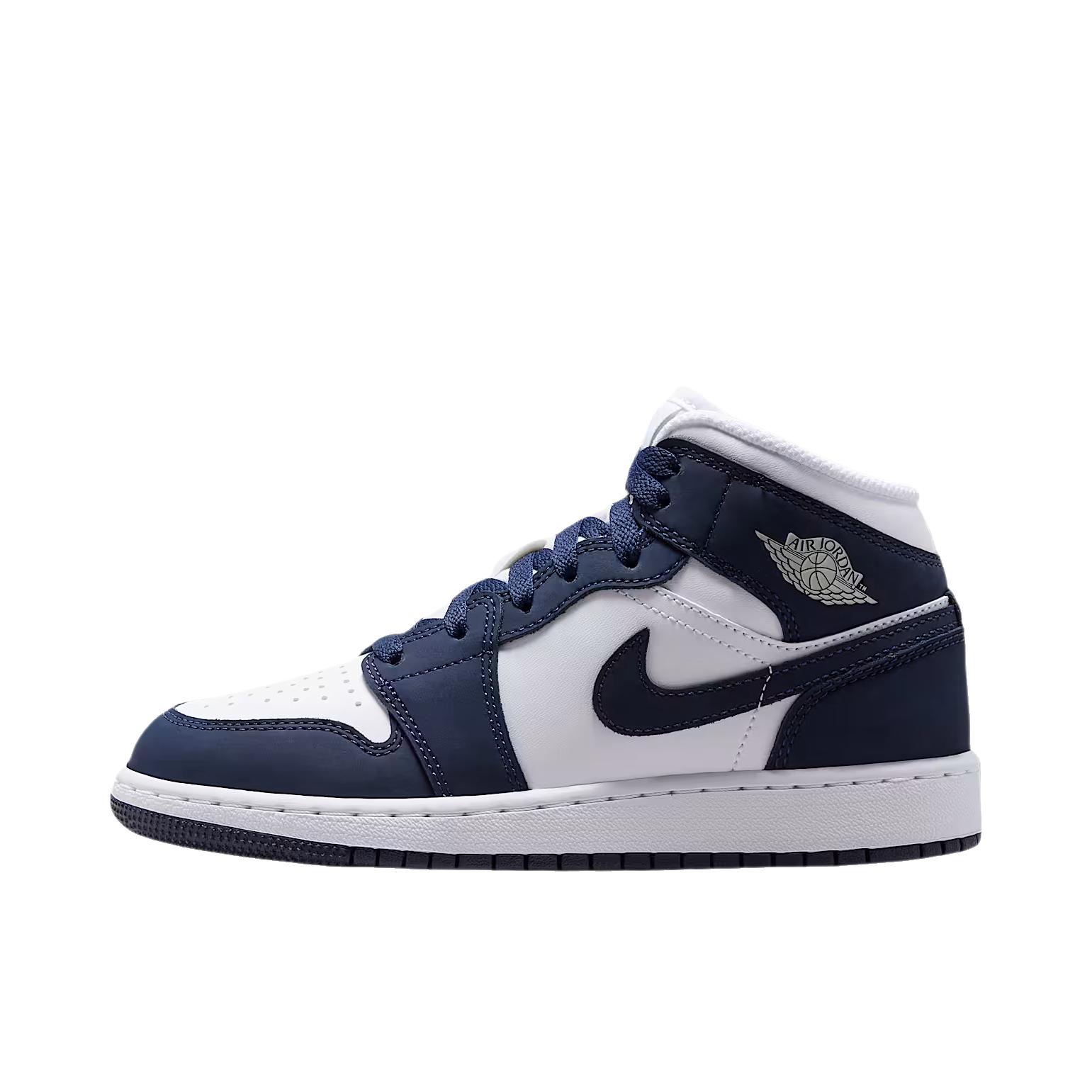 推荐商品：Air Jordan 1 板鞋 运动休闲鞋 复古潮流支撑合成革 高帮/GS款/黑曜石色/白色/灰雾色