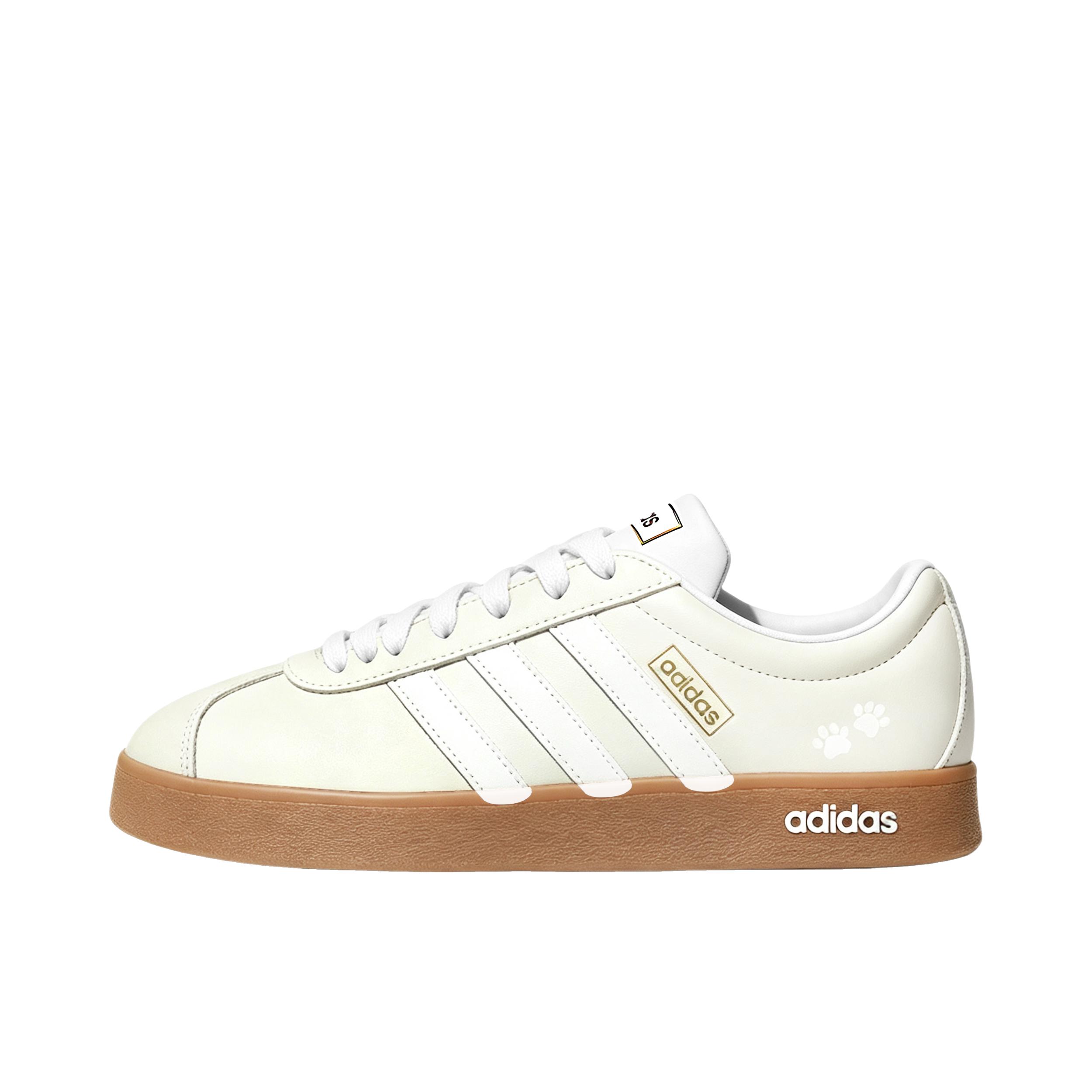 推荐商品：定制款 adidas Vl Court Classic 板鞋 复古简约学院风皮革 奶油猫爪