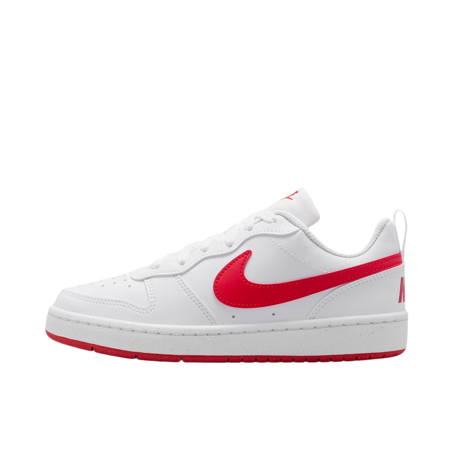 推荐商品：Nike Court Borough 板鞋 复古舒适透气防滑耐磨轻便防水耐穿 GS款/大童/大学红/白色