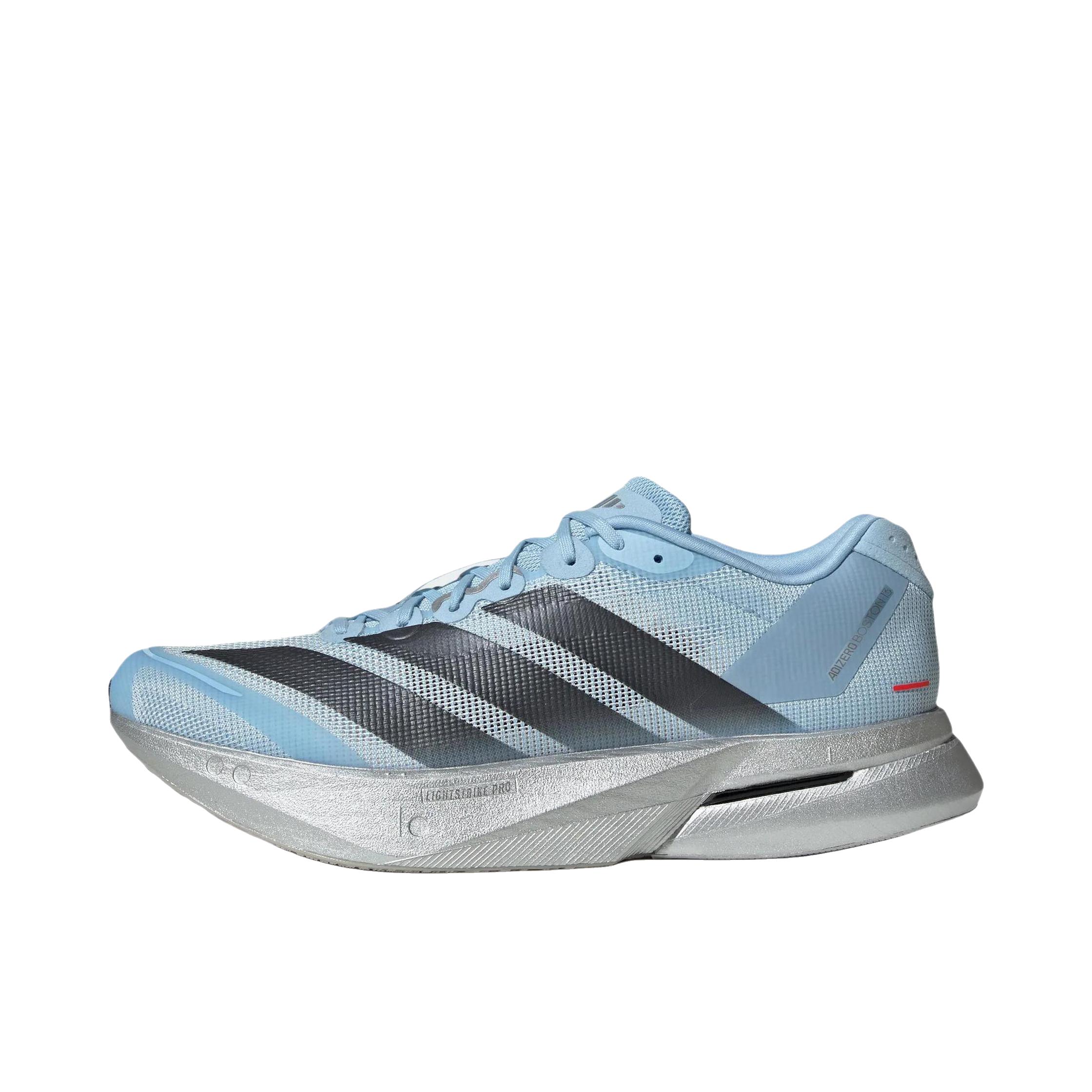 推荐商品：adidas Adizero Boston 13 跑鞋 低帮系带防滑耐磨透气玻纤柱竞训支撑贴合 低帮/粉色/蓝色/碳黑色/金属银