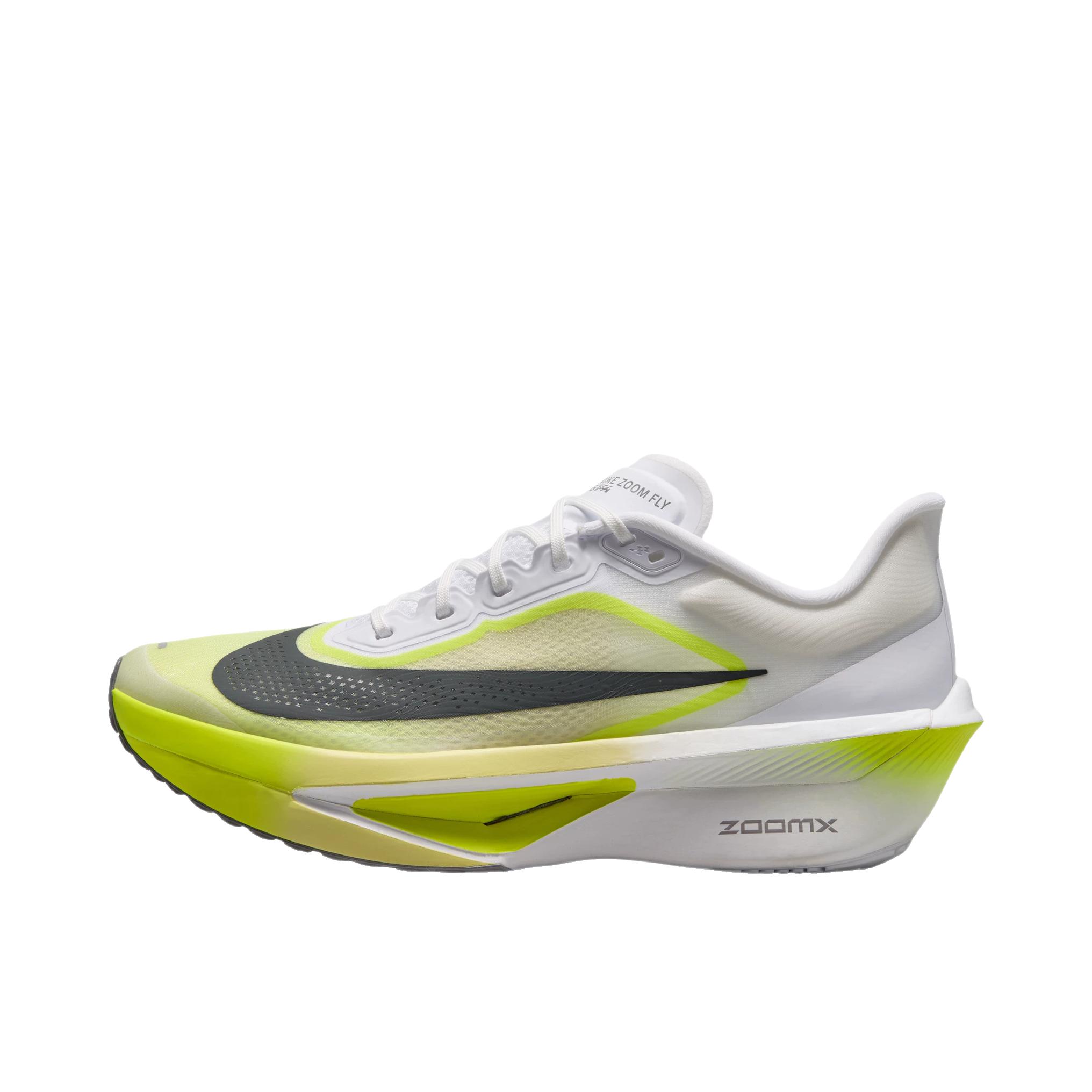 推荐商品：Nike Zoom Fly 6 跑鞋 碳板防滑耐磨舒适低帮圆头厚底支撑回弹贴合 白色/煤黑色/亮眼柠檬黄/浅柠檬黄/铅笔灰