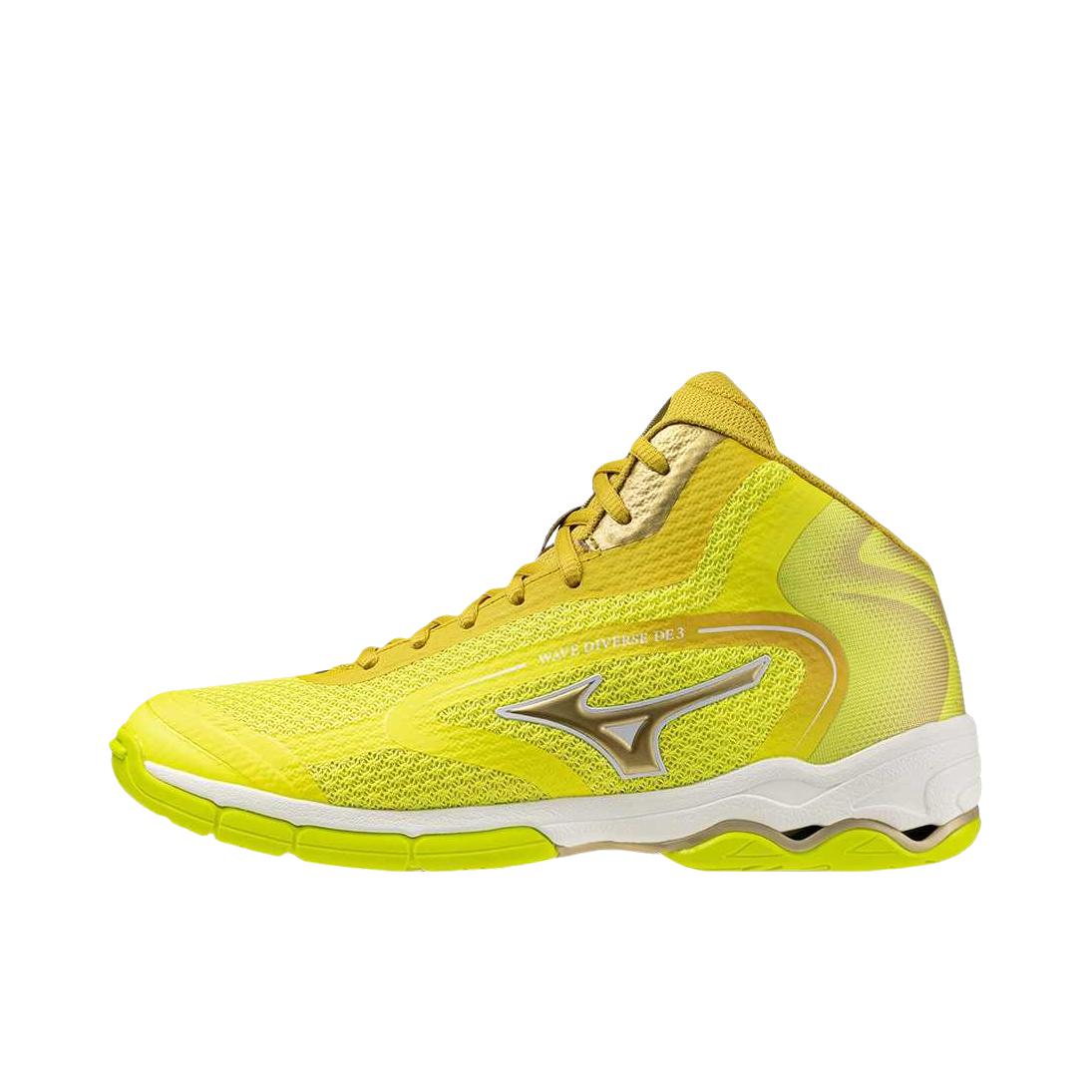 推荐商品：Mizuno/美津浓 Wave Diver DE3 Ltd 跑鞋 圆头系带 低帮/黄色/金色/白色
