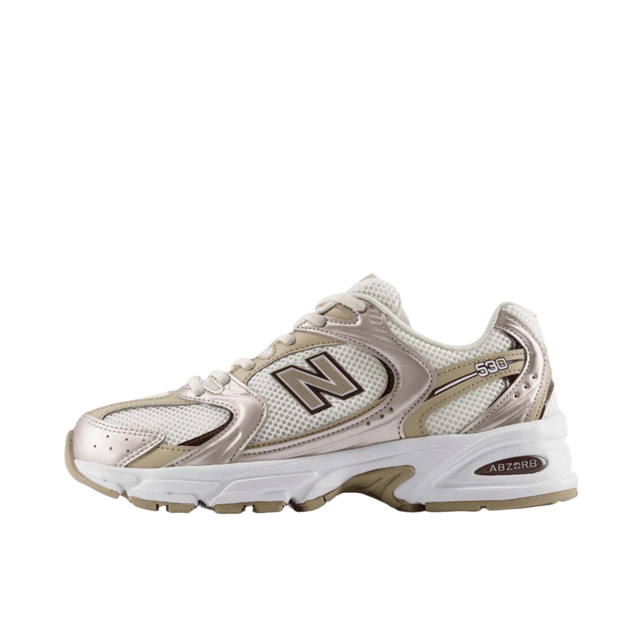 推荐商品：New Balance MR530 跑鞋 圆头经典拼接复古缓震防滑耐磨网面透气支撑 D宽/低帮/网面/白色/褐色