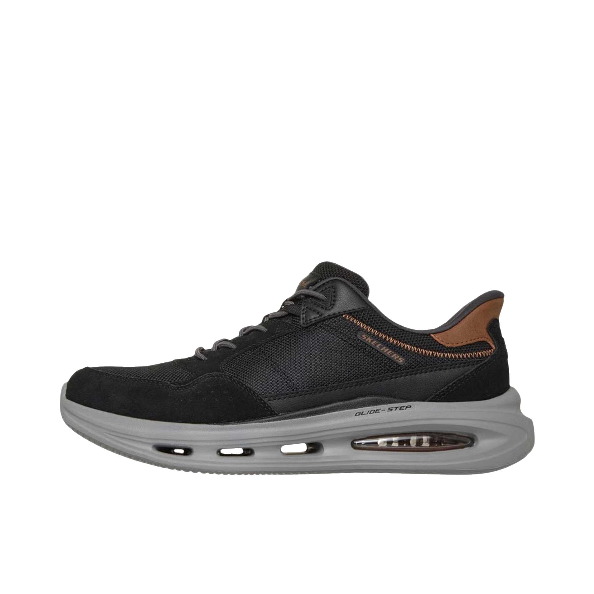 推荐商品：Skechers/斯凯奇 Sloan 运动休闲鞋 圆头系带厚底 低帮/黑色/棕色