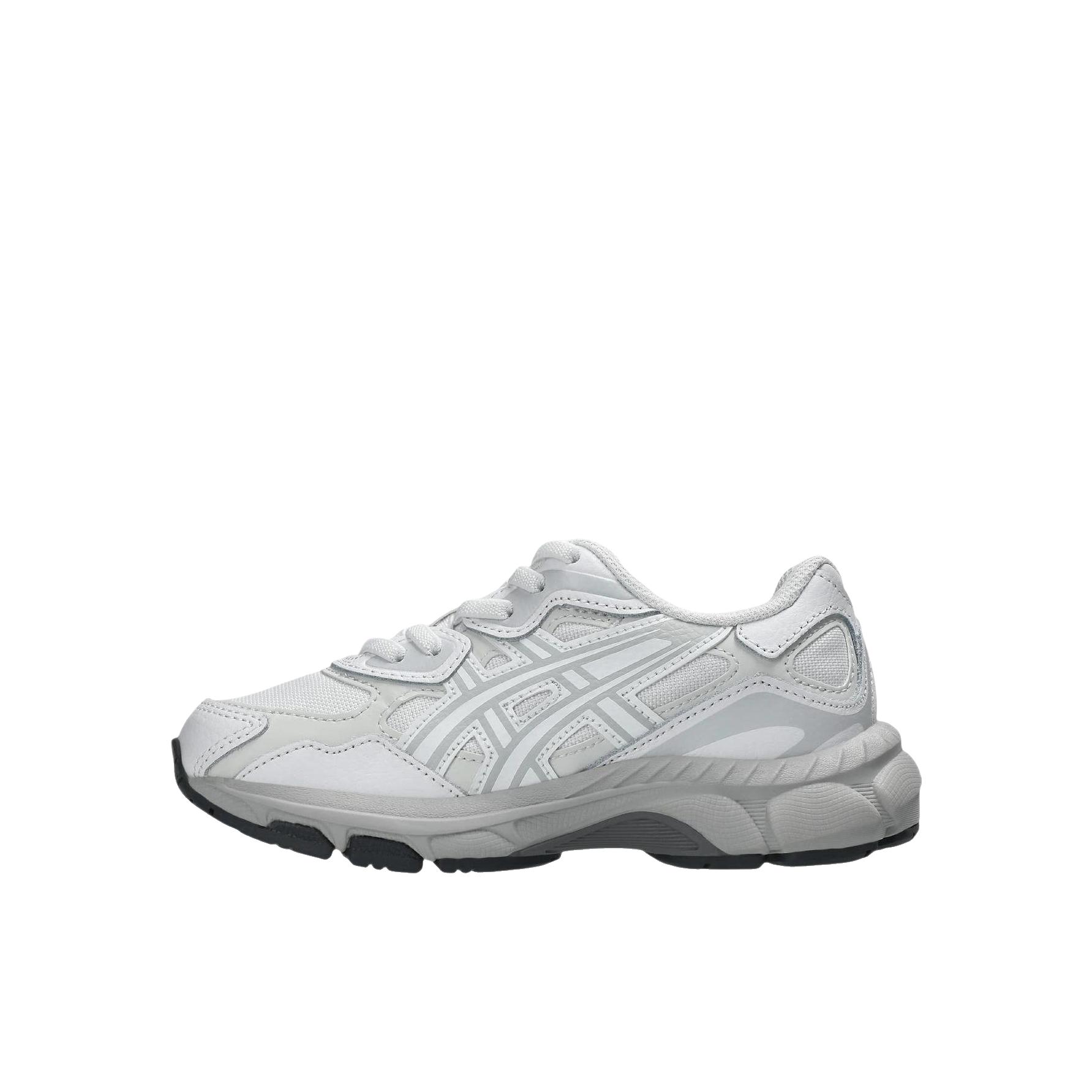 推荐商品：Asics/亚瑟士 Gel-NYC 跑鞋 圆头缓震防滑耐磨机能风复古潮流织物合成革贴合支撑耐穿 低帮/小童/白色/冰川灰