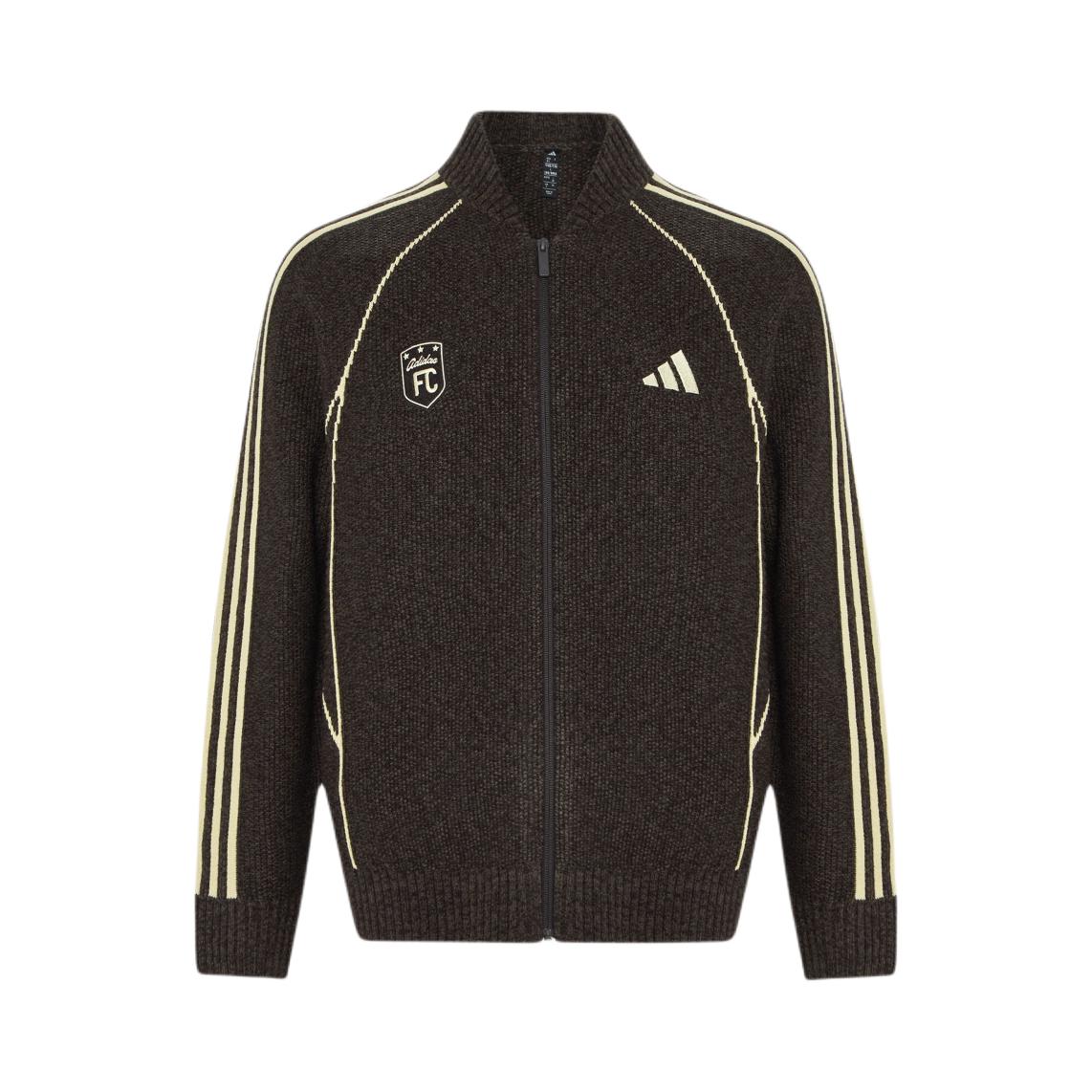 Adidas/阿迪达斯 2026AW 拉链条纹长袖针织衫 LF5894 深棕