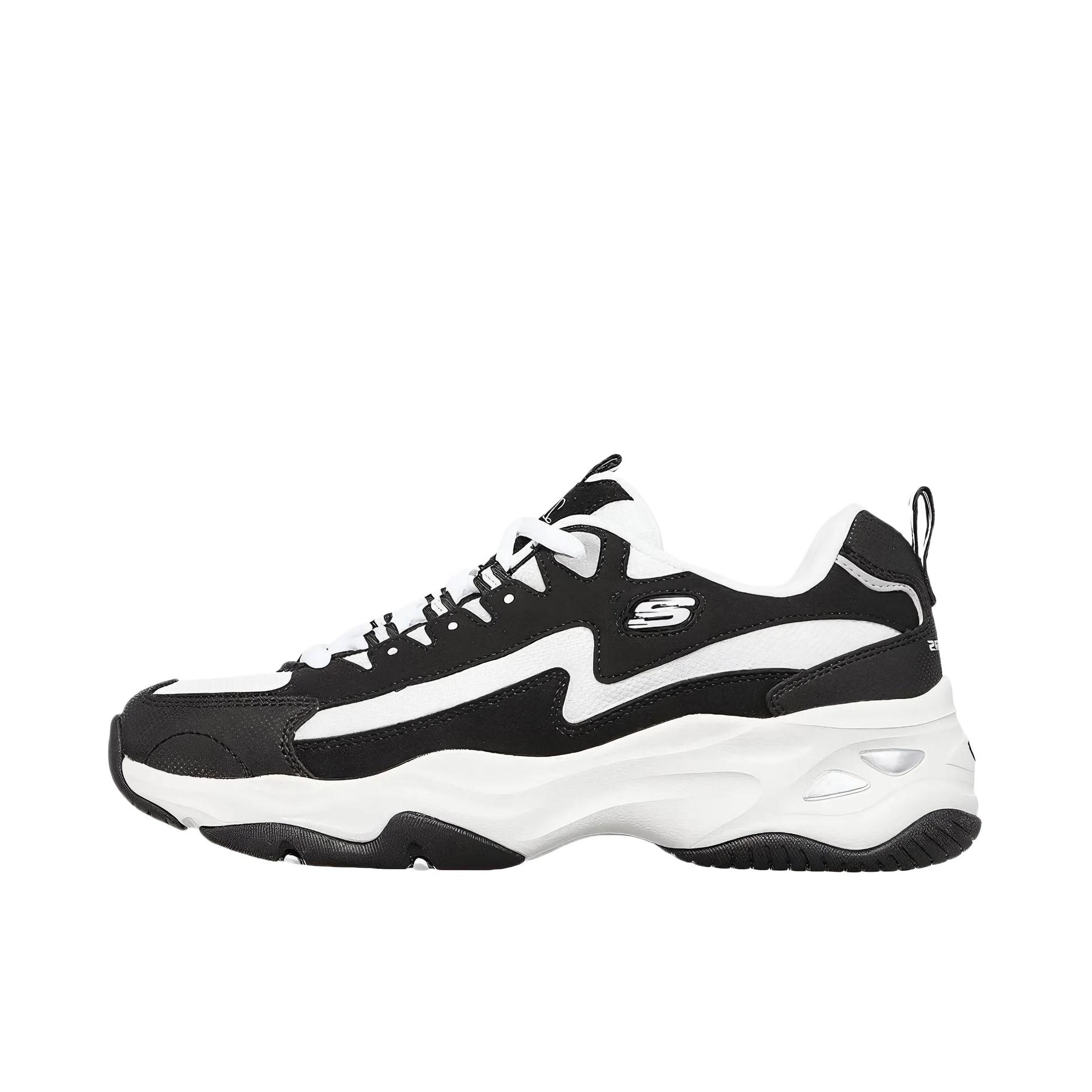 推荐商品：【赵露思同款】 Skechers/斯凯奇 D'Lites 4.0 老爹鞋 熊猫鞋 跑鞋 减震耐磨网面透气复古时尚增高厚底绑带运动休闲 女款/白色/黑色/银色