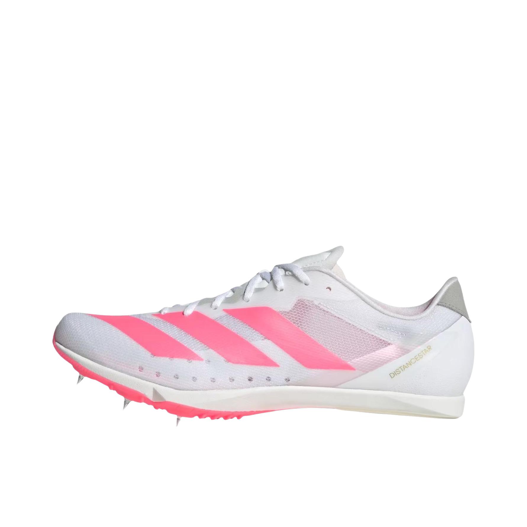 推荐商品：adidas Adizero Distancestar 跑鞋 缓震防滑训练圆头田径 奶白色/红色
