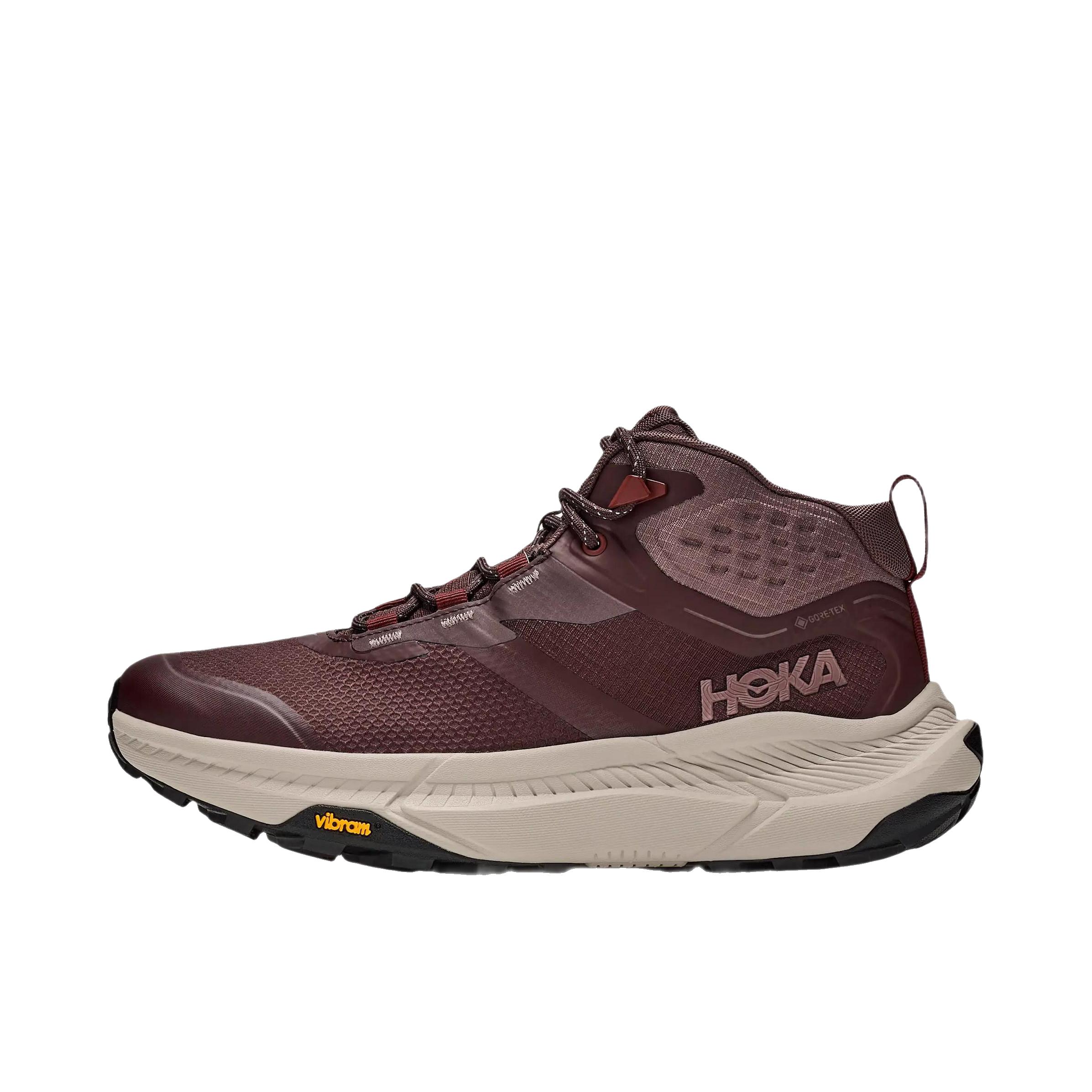 推荐商品：HOKA ONE ONE TRANSPORT HIKE GTX 户外鞋 徒步鞋 防水防滑耐磨 低帮/深紫色/红色