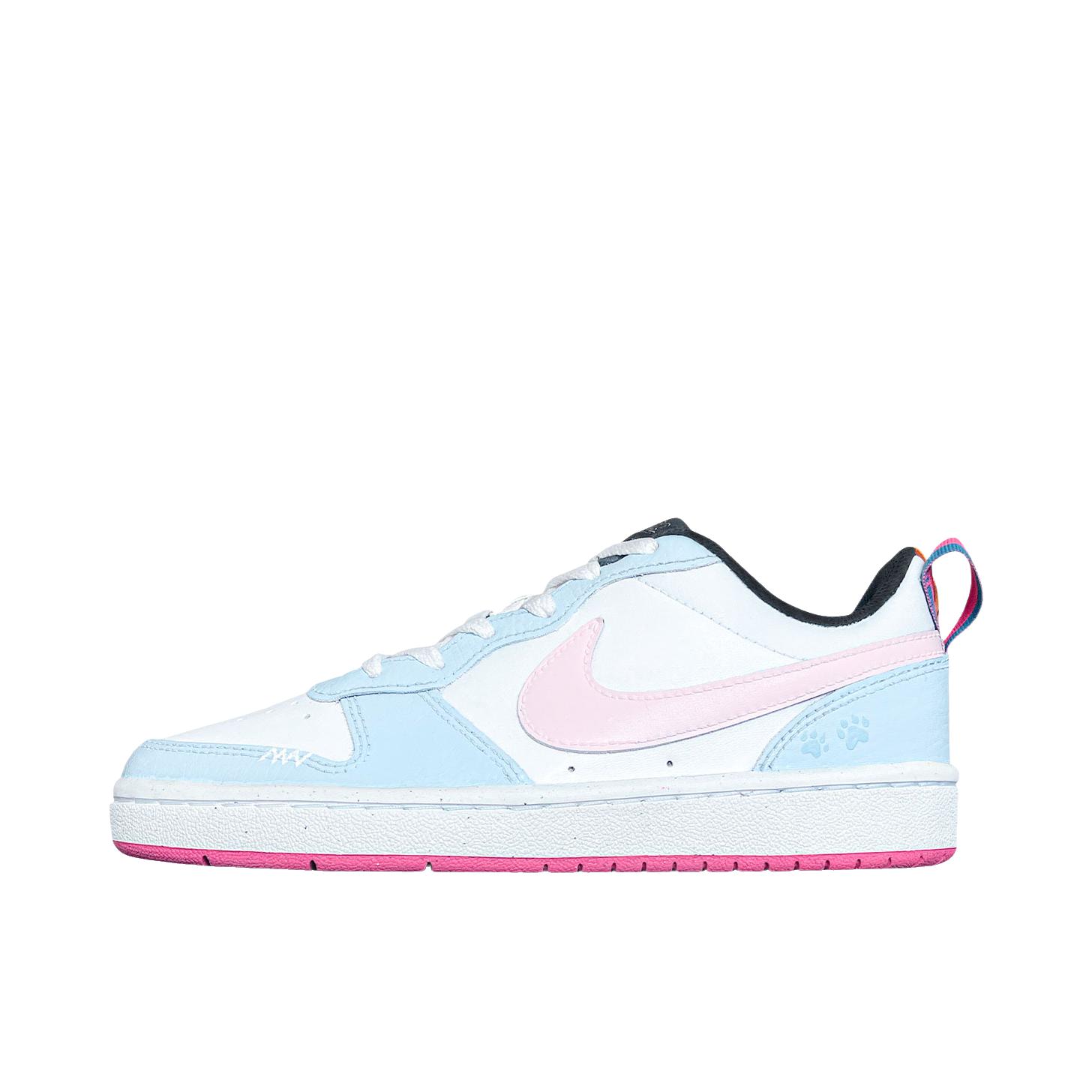 推荐商品：【定制球鞋】 Nike Court Borough 板鞋 防滑防水轻便减震手绘减龄做旧甜酷高街合成革甜妹包裹性复古婚鞋增高小白鞋薄底秋冬脏脏鞋 低帮/大童/晴空日记