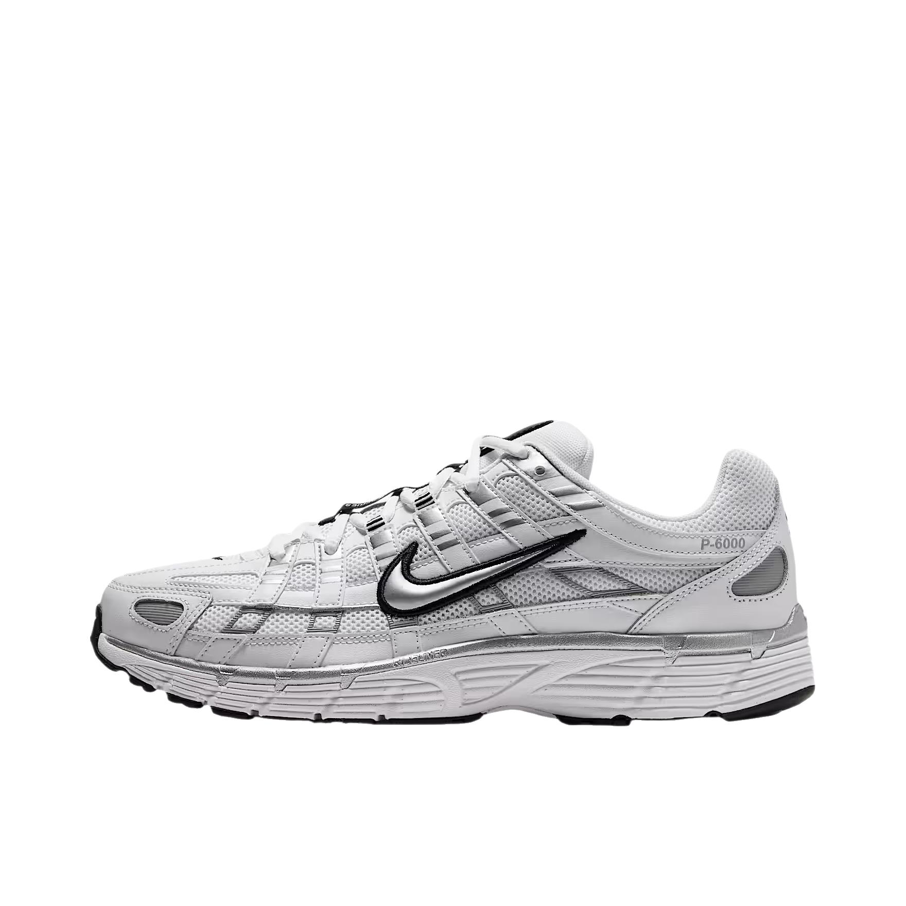推荐商品：Nike P-6000 CNPT 运动休闲鞋 机能风跑鞋风舒适缓震防滑耐磨时尚潮流复古贴合网面支撑圆头 低帮/白色/黑色/金属银色