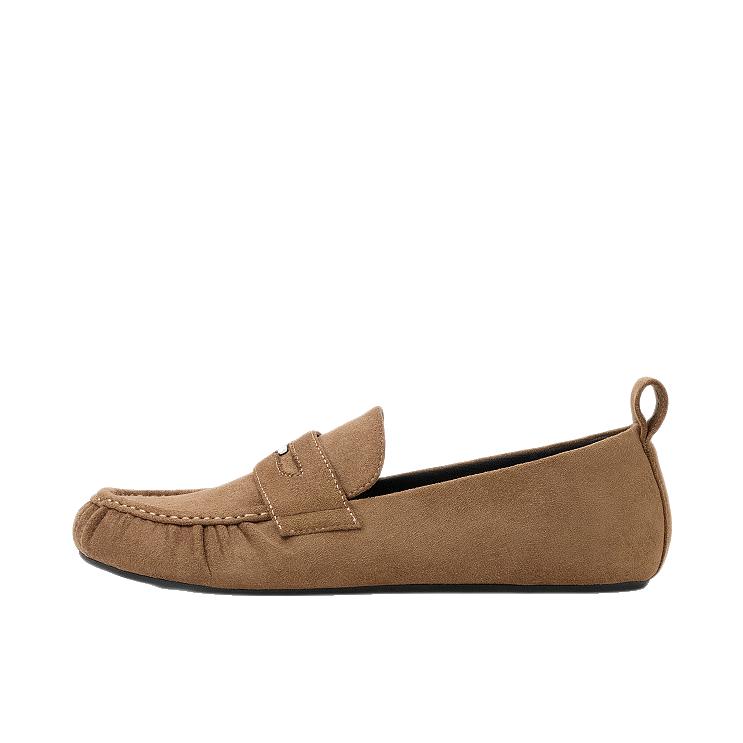 推荐商品：CHARLES&KEITH 单鞋 复古平底褶皱 CK1-71960061 浅褐色
