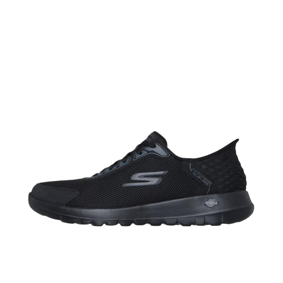 推荐商品：Skechers/斯凯奇 Slip ins GoWalk 运动休闲鞋 健步鞋 百搭系带厚底圆头 低帮/深黑色