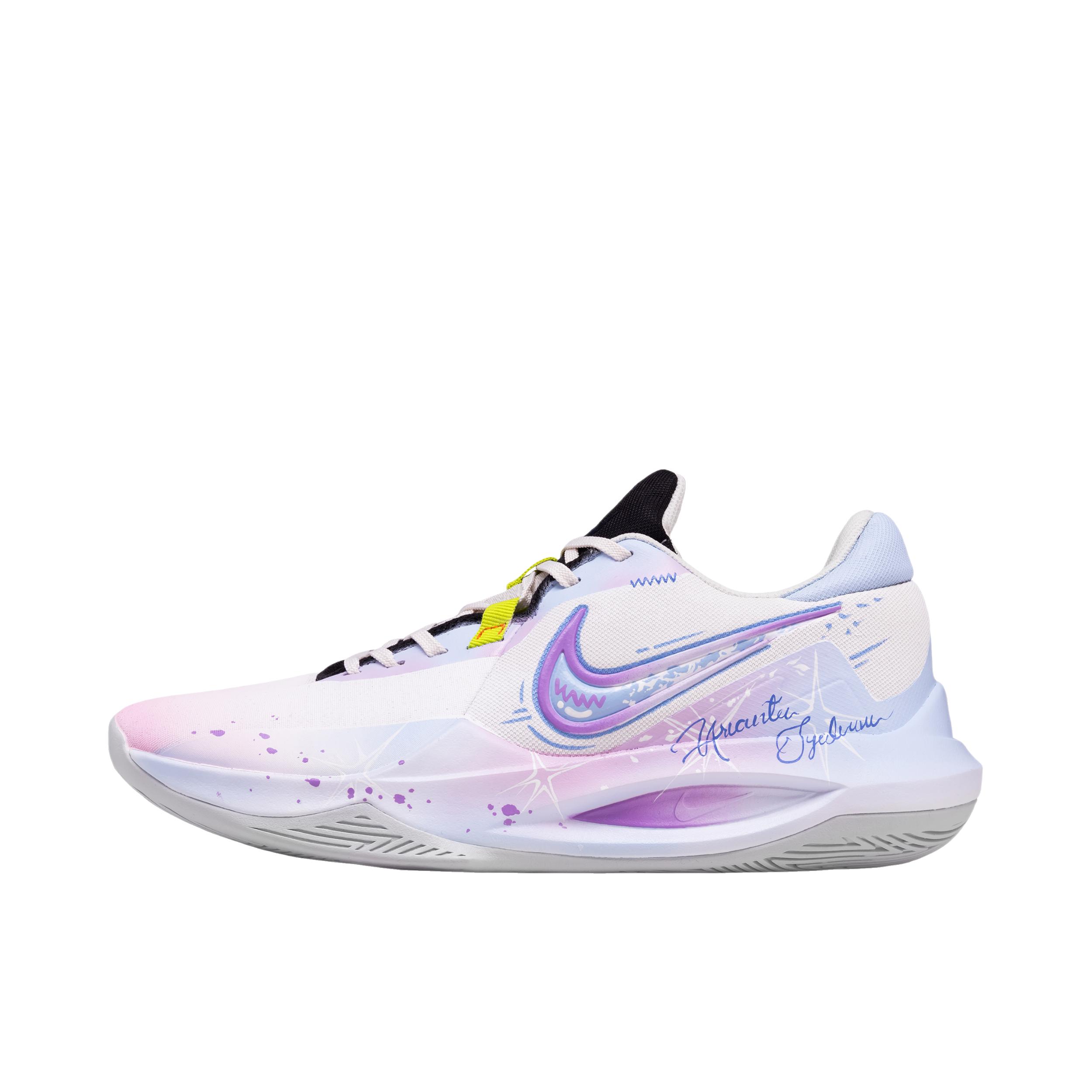推荐商品：【定制球鞋】Nike Precision 6 篮球鞋 舒适减震防滑耐磨低帮系带支撑潮流时尚百搭 低帮/紫雾星澜