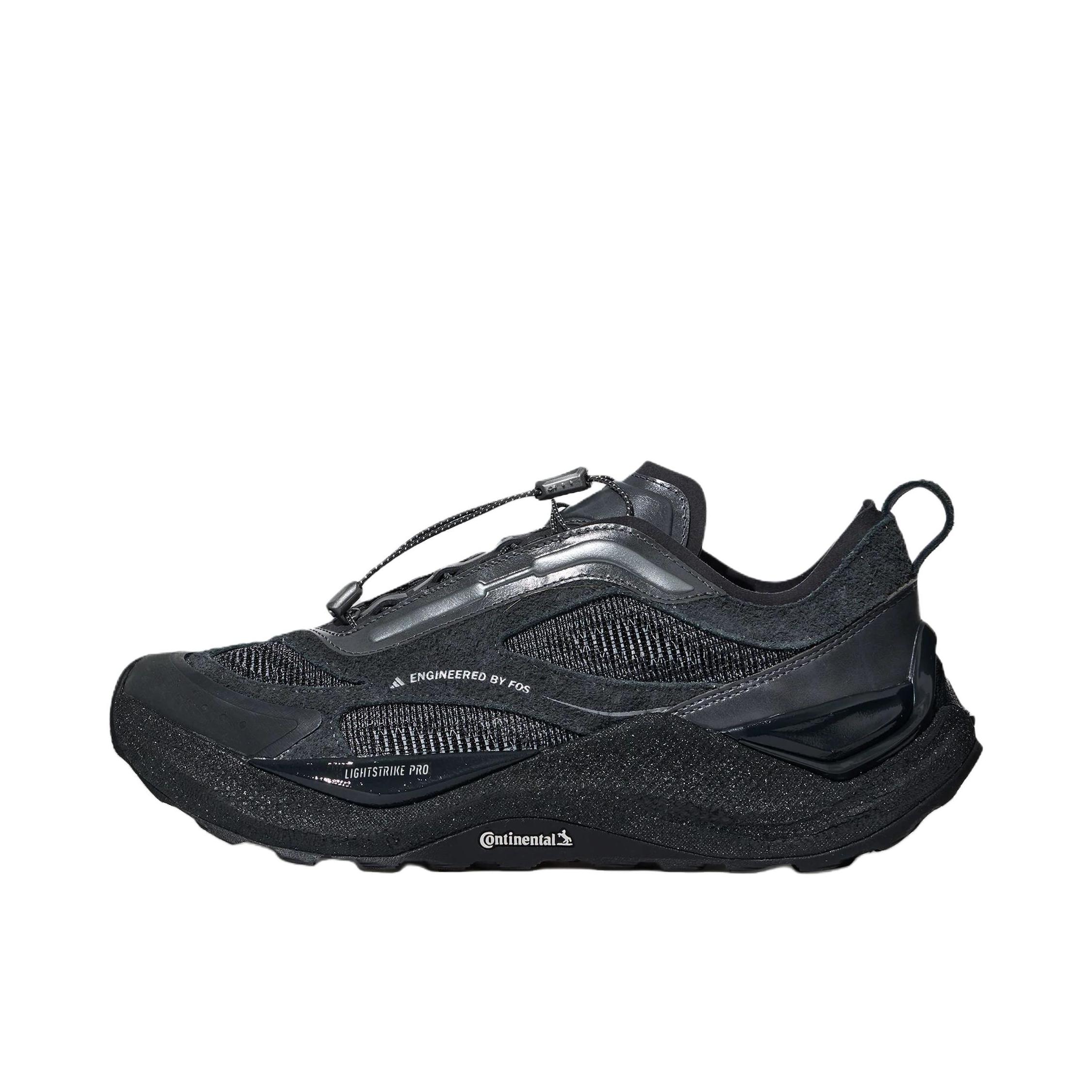 推荐商品：adidas FOS HOLO PEAK 运动休闲鞋 越野跑鞋 低帮抽绳圆头橡胶贴合 深灰色/碳黑色/亮金属铁灰 