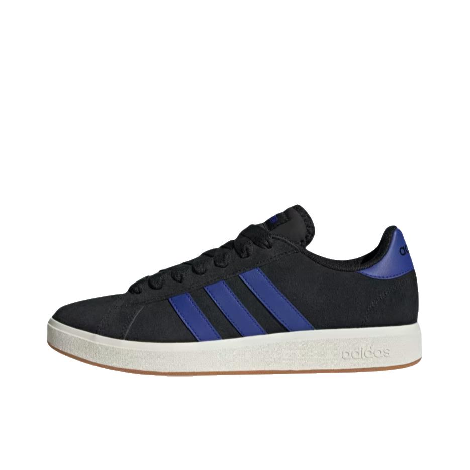 推荐商品：adidas Grand Court Base 00s 面包鞋 板鞋 T头防滑耐磨轻运动合成革薄底贴合 低帮/核心黑/亮蓝/胶 