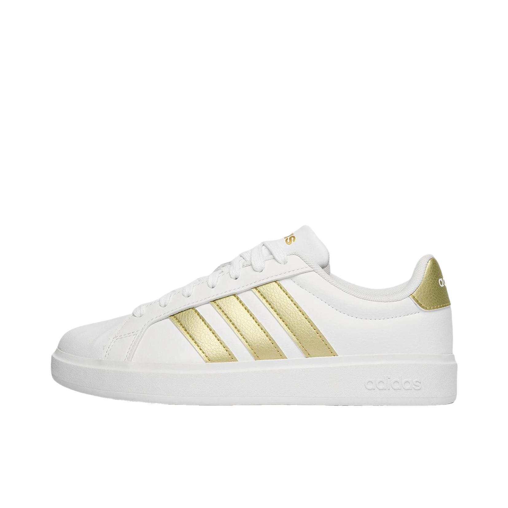 推荐商品：adidas STREETTALK 板鞋 休闲运动舒适合成革贴合圆头 白色/金色