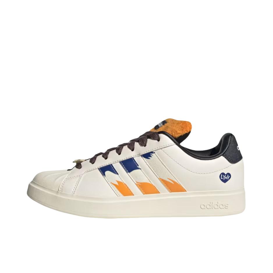推荐商品：adidas STREETTALK 板鞋 休闲运动舒适合成革贴合圆头 低帮/粉笔白/经典靛蓝/传奇墨